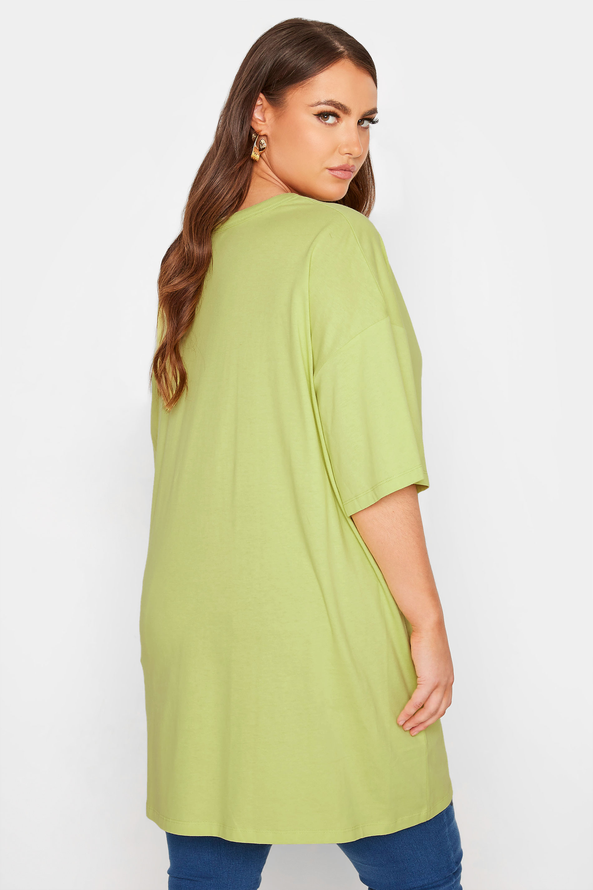 Grande taille  Tops Grande taille  T-Shirts | T-Shirt Vert Citron en Jersey Design Oversize - HW23545