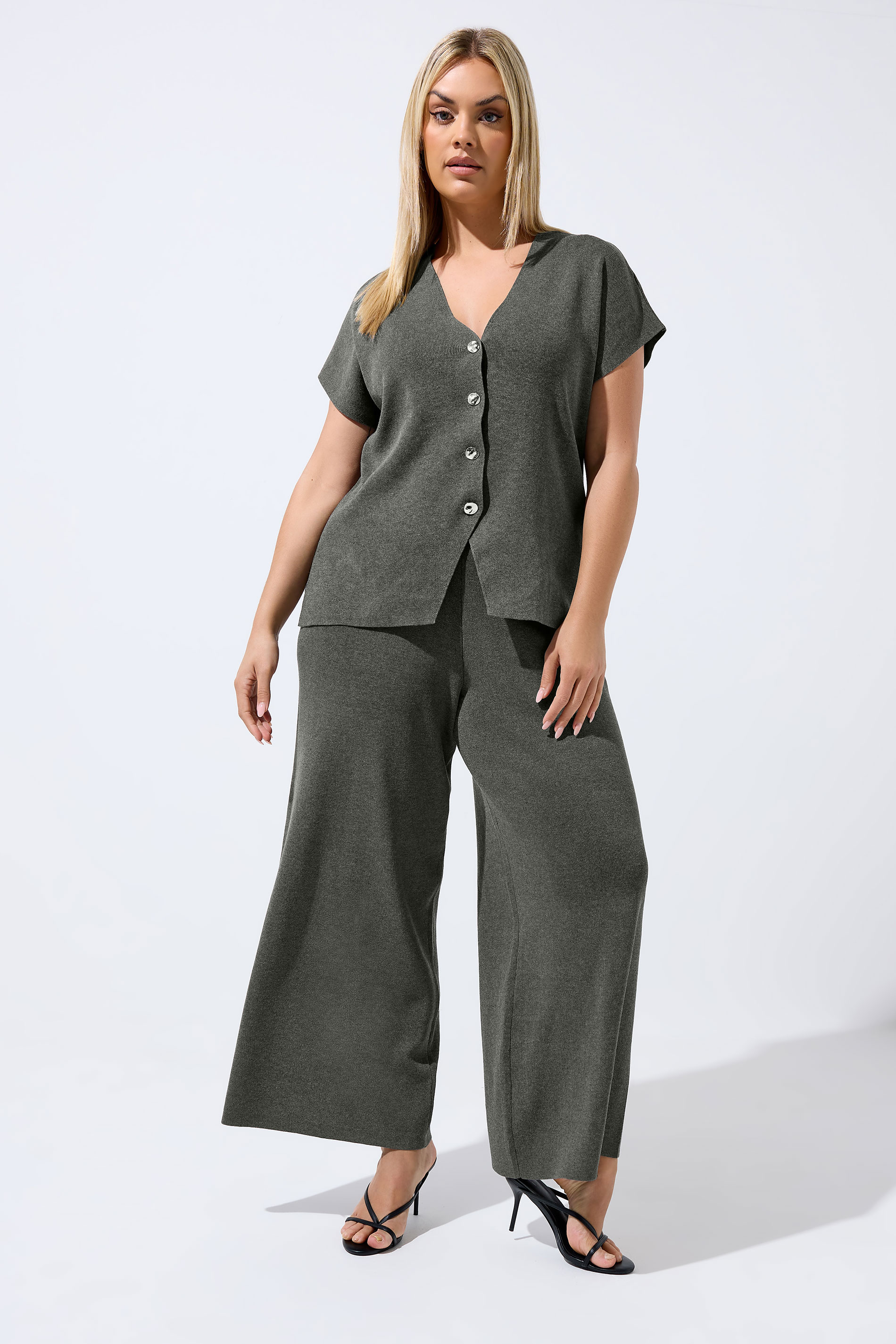 LIMITED COLLECTION Plus Size Grey Knitted Trousers | Yours Clothing 3