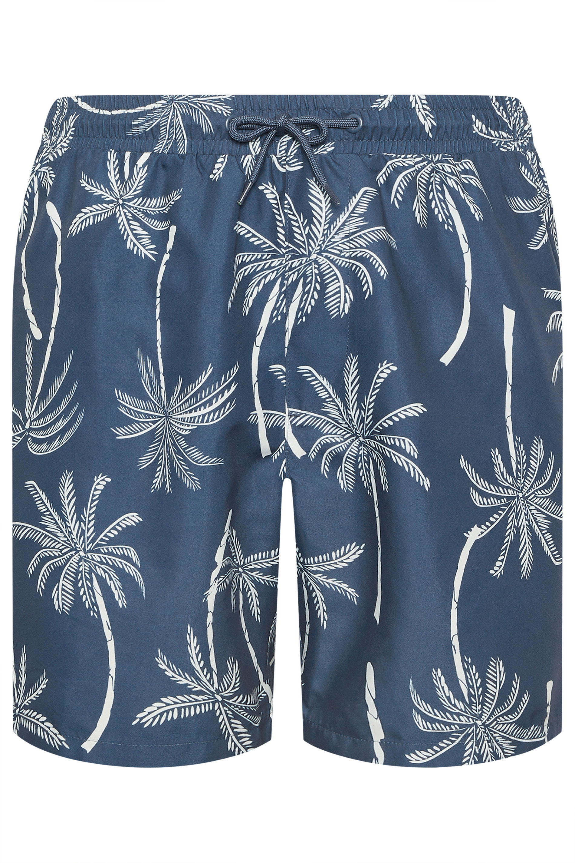 BadRhino Big & Tall Navy Blue Palm Tree Swim Shorts | BadRhino 7