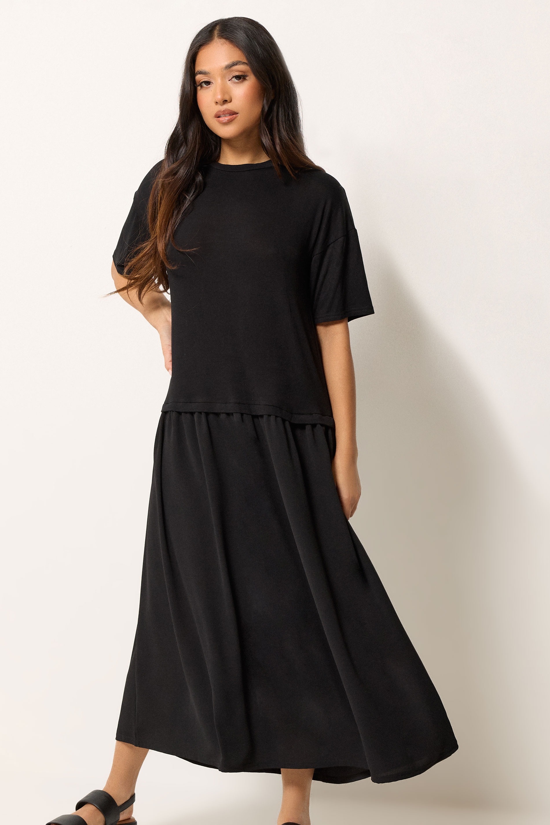 PixieGirl Petite Women's Black Drop Waist Maxi Dress | PixieGirl 3