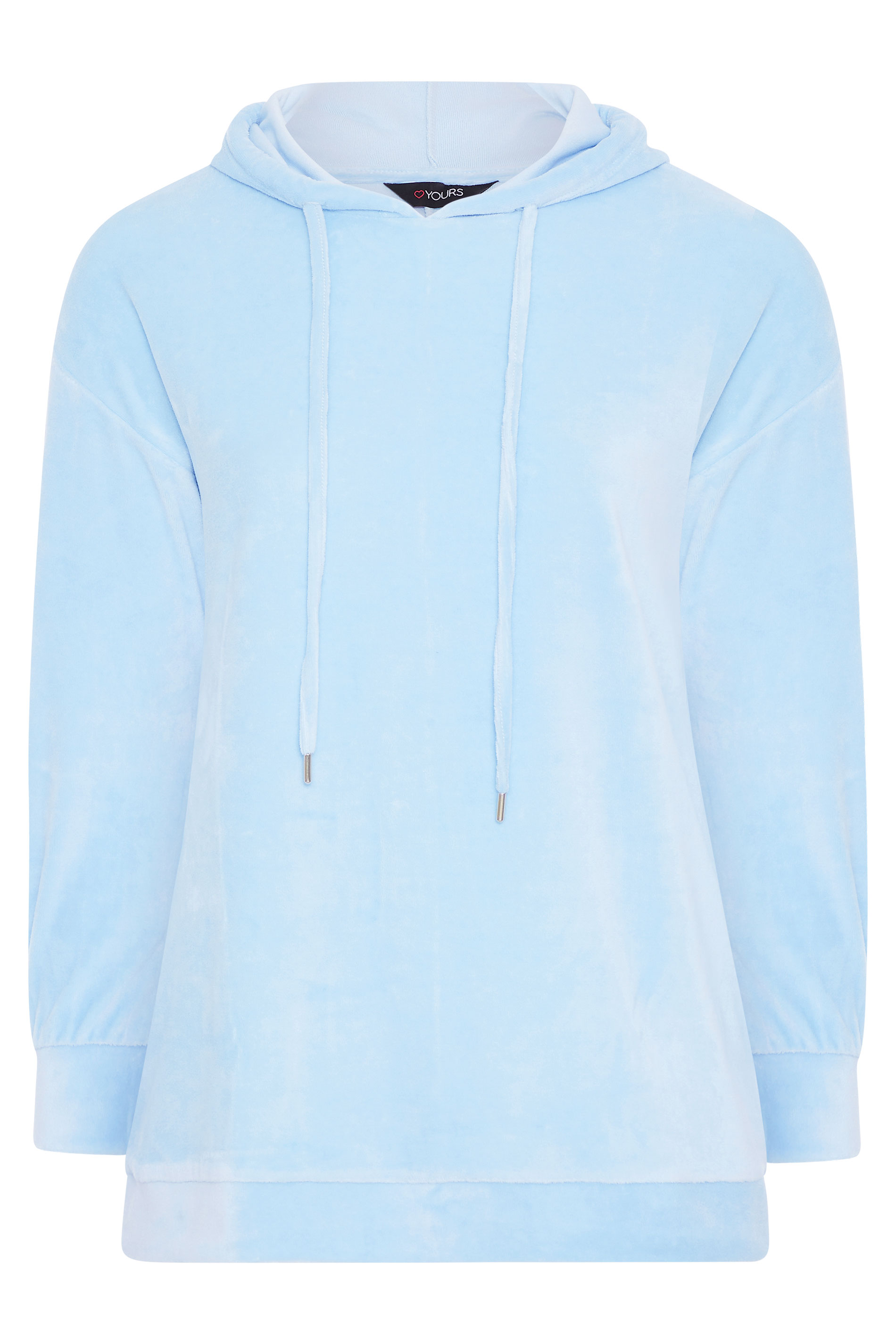 Pale Blue Velour Sweat Hoodie | Yours Clothing