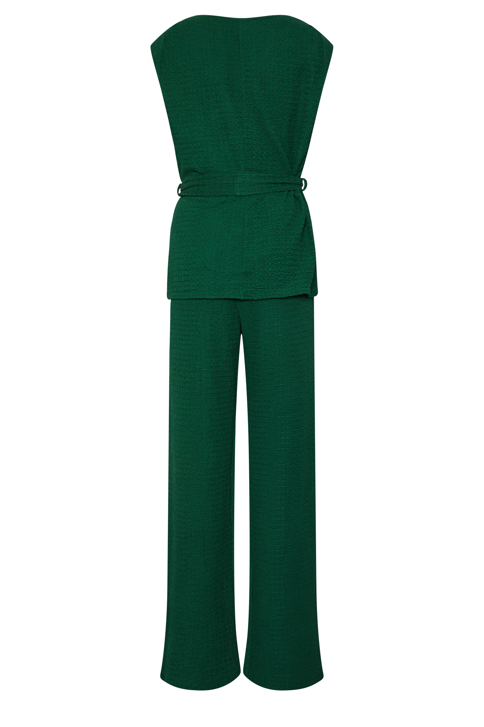 LTS Tall Women's Set Forest Green Textured Belted Top & Wide Leg Trousers | Long Tall Sally 6