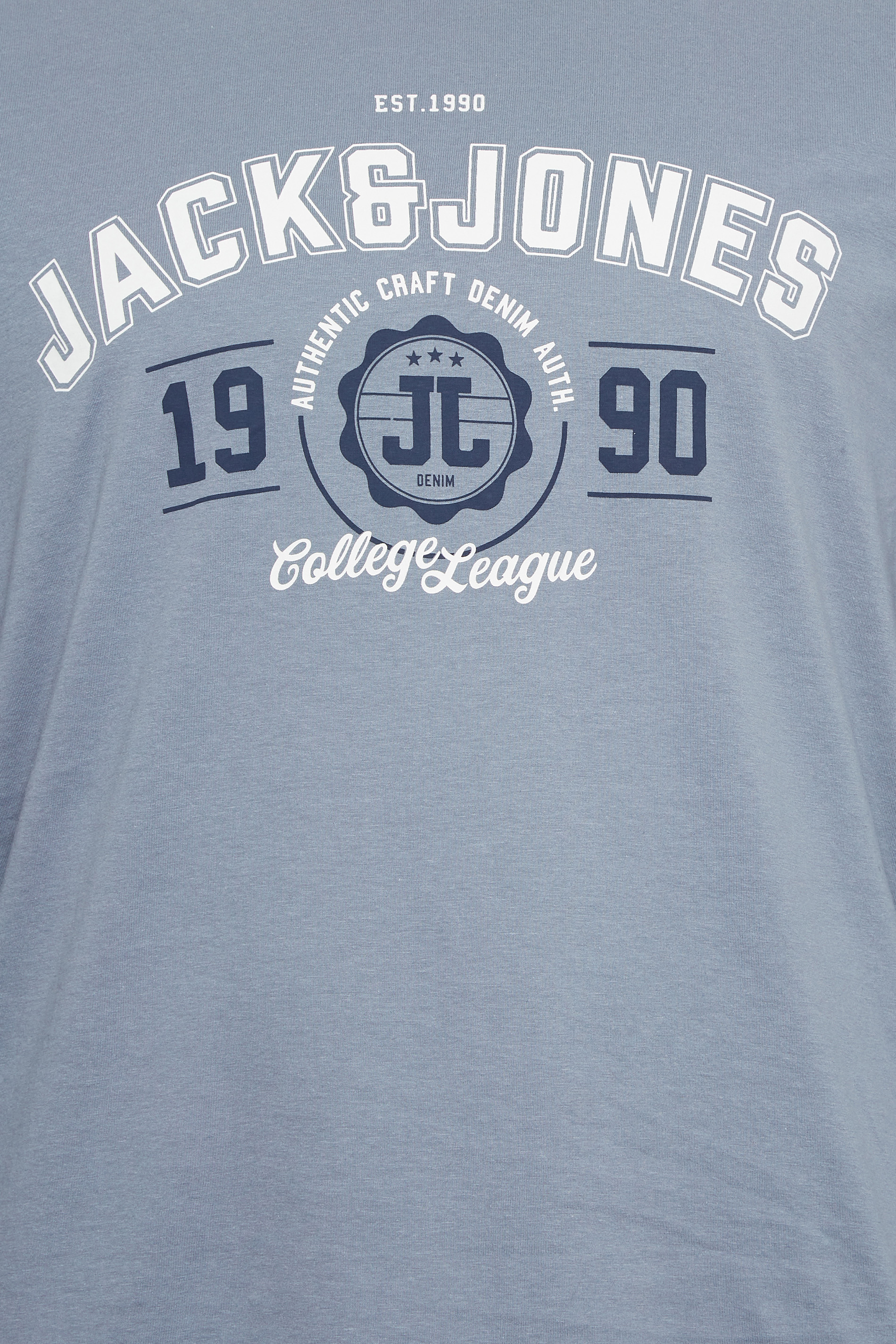 JACK & JONES Big & Tall Big & Tall Light Blue Printed Long Sleeve T-Shirt | BadRhino 2
