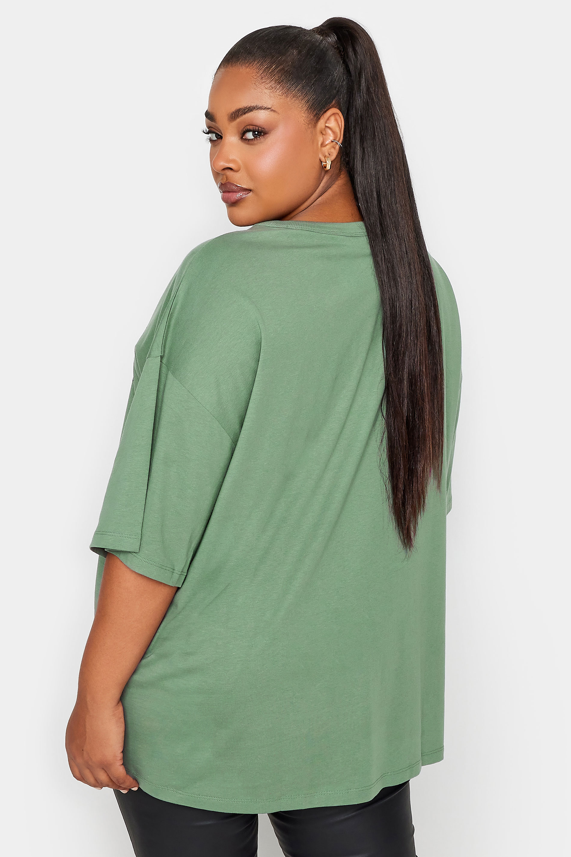 YOURS Plus Size Green 'Cosmic Dreamer' Boxy T-Shirt | Yours Clothing 3