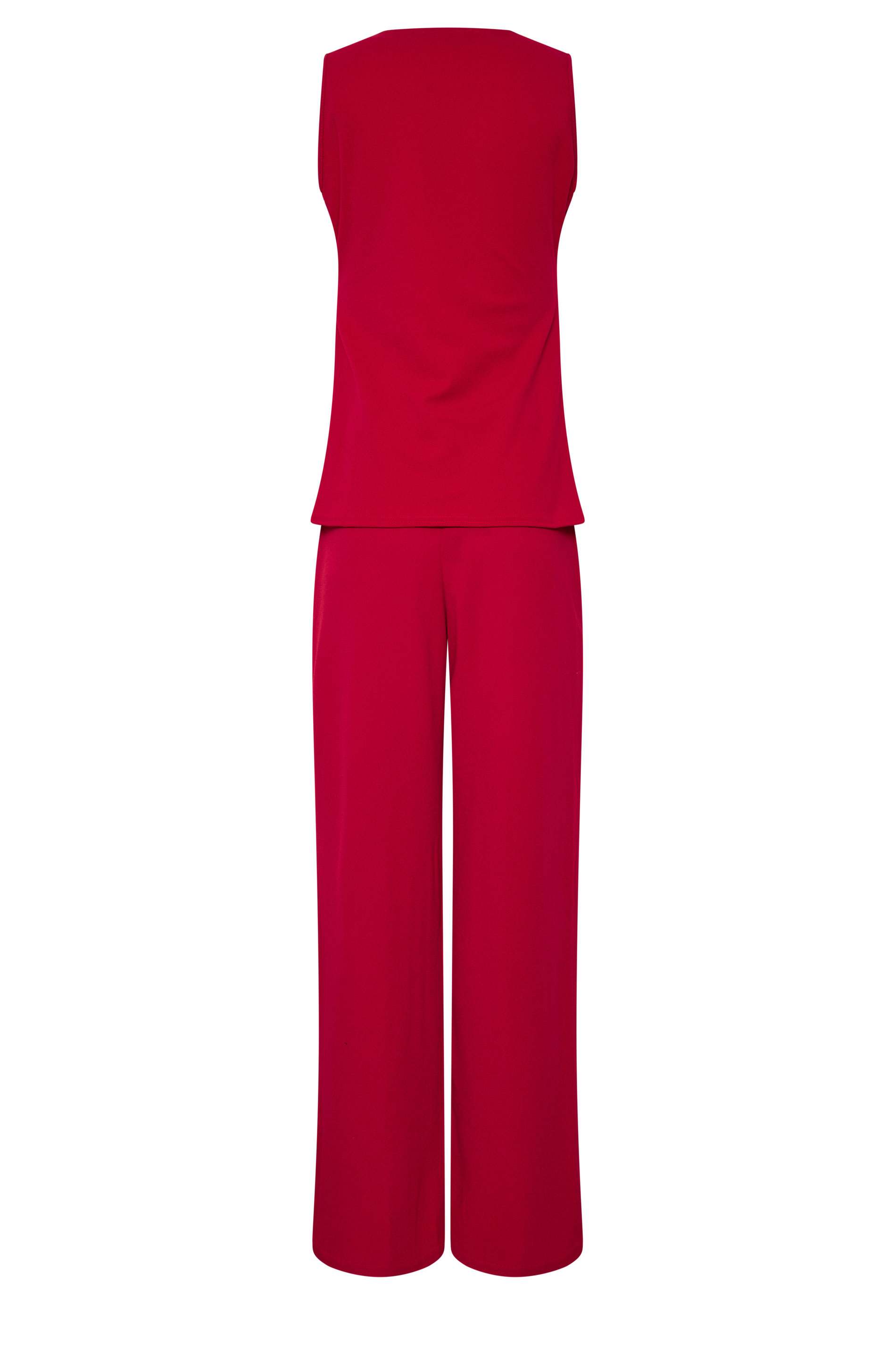 LTS Tall Women's Set Bright Red Textured Waistcoat & Wide Leg Trousers | Long Tall Sally 6