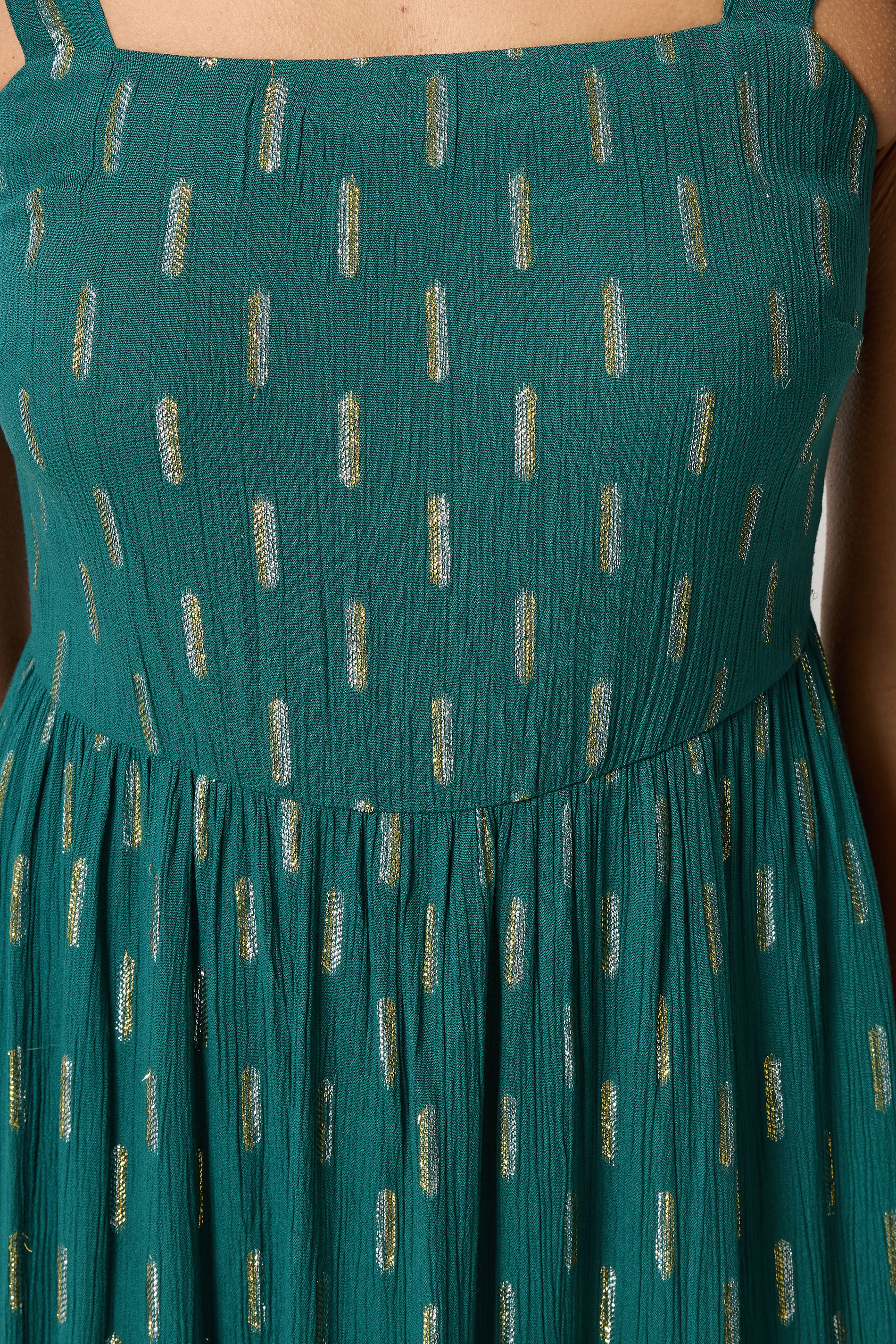 M&Co Teal Green Foil Detail  Maxi Dress | M&Co 4