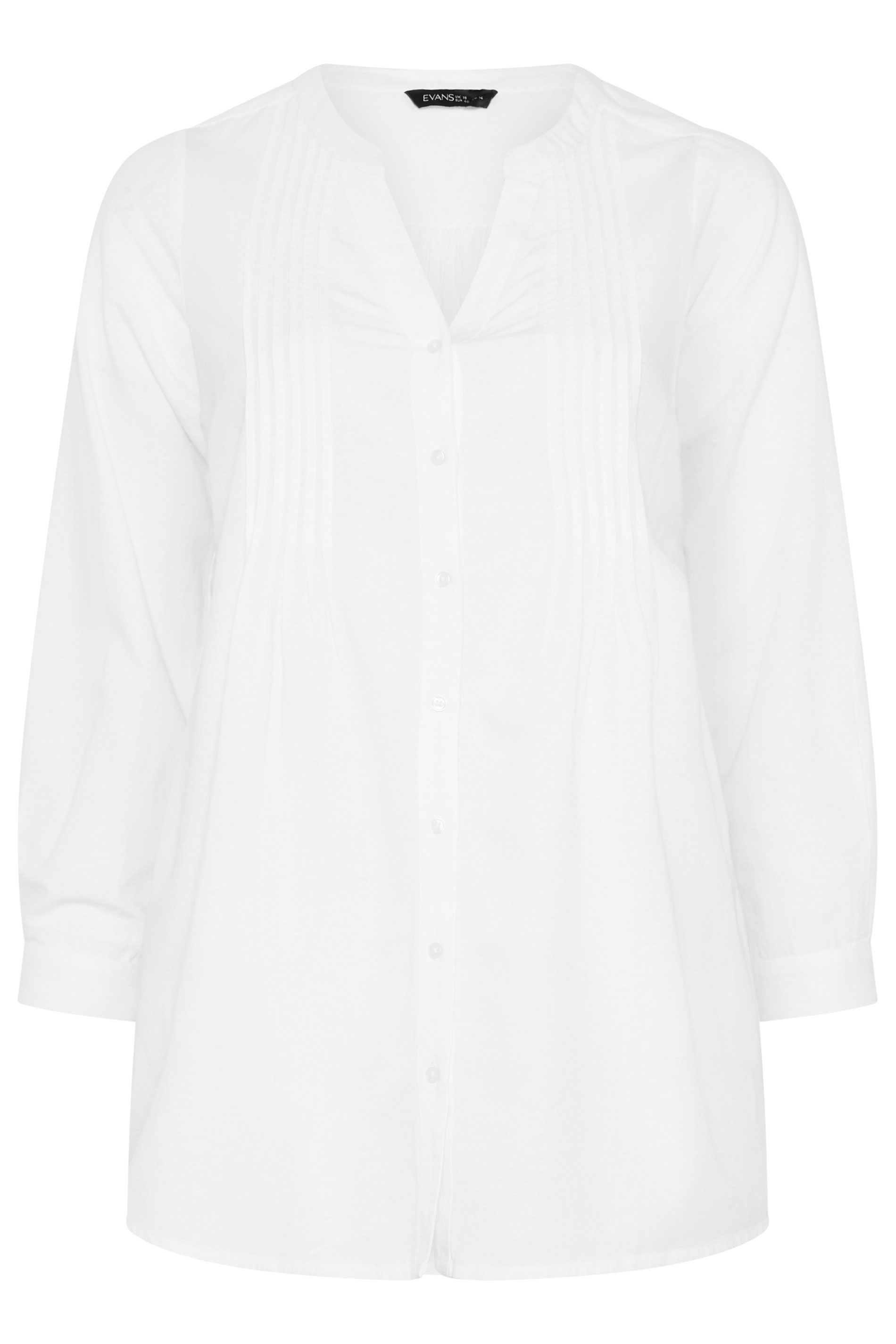 EVANS Plus Size White Linen Pintuck Shirt | Evans 5
