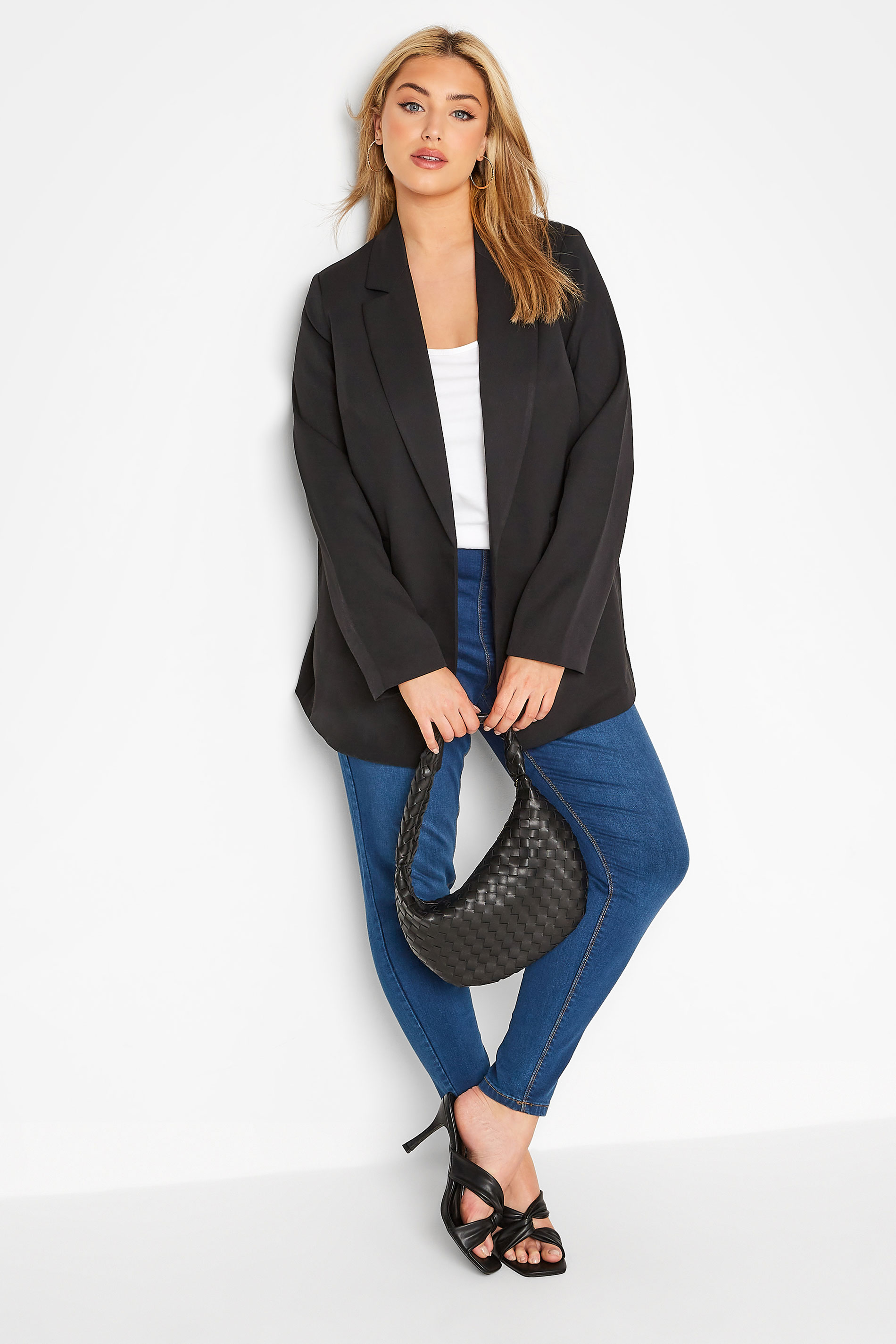 Plus Size Black Lined Blazer | Yours Clothing 2