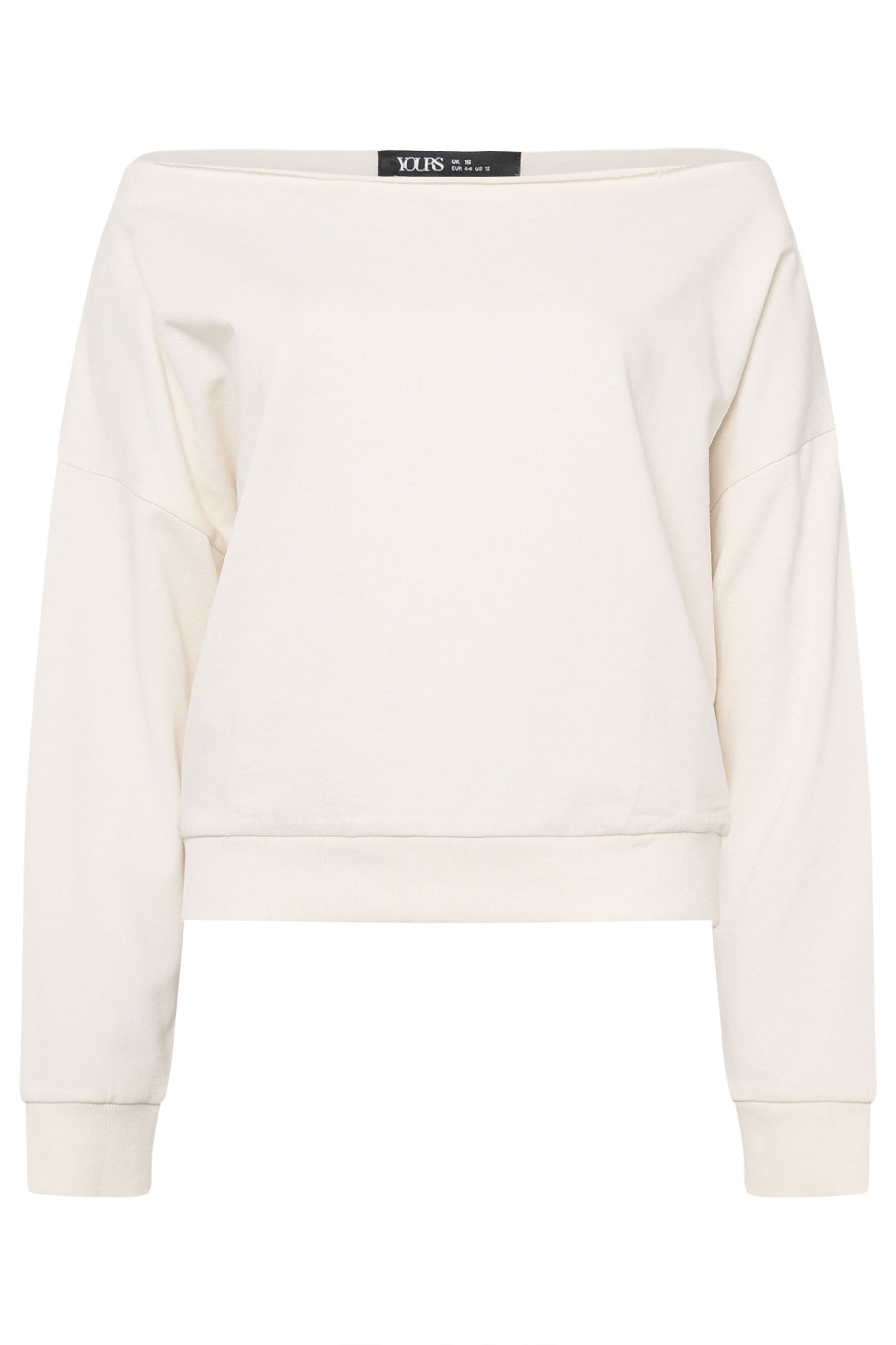 YOURS Plus Size Ivory White Off Shoulder Sweatshirt | Yours Clothing 5