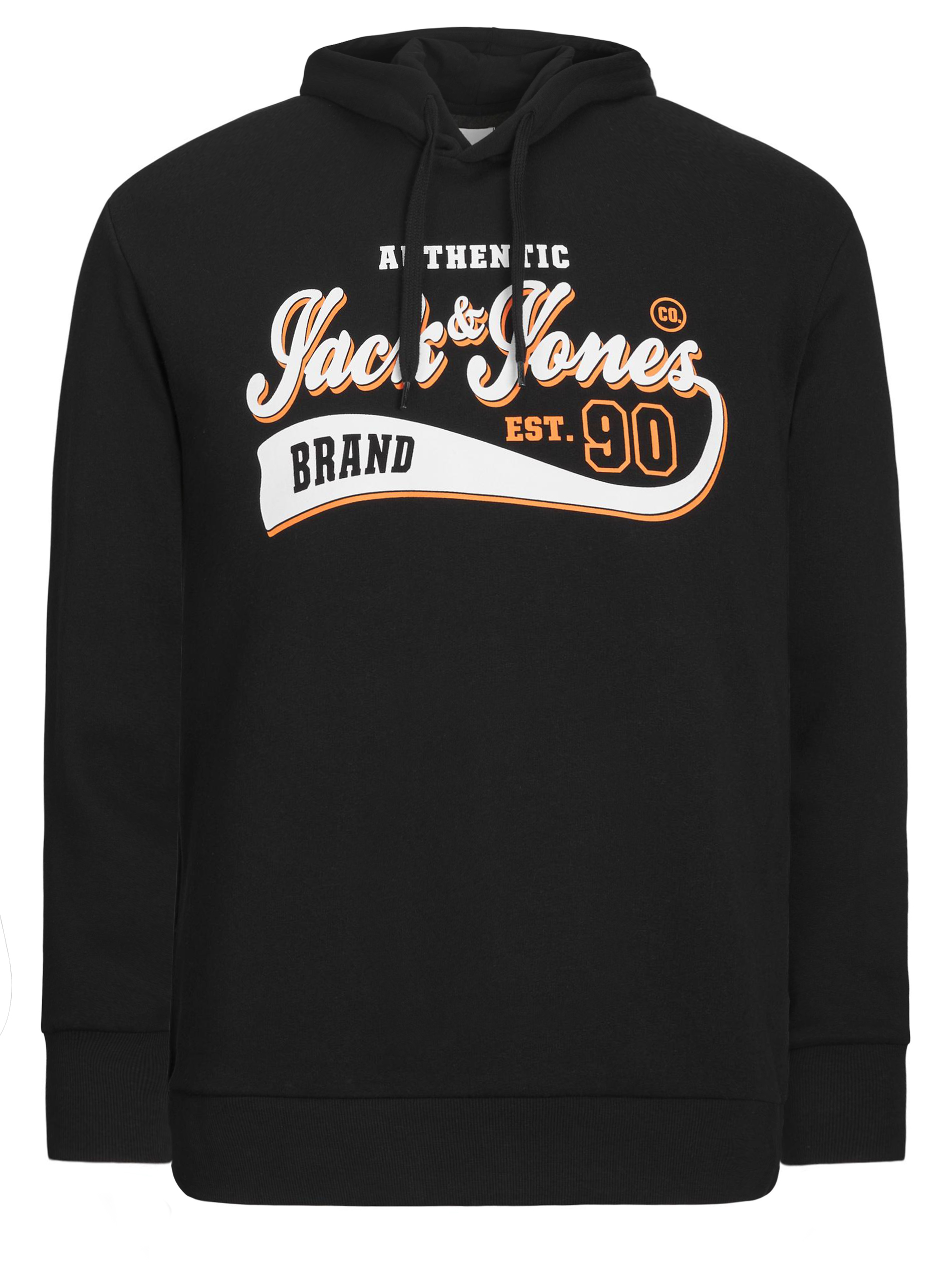 JACK & JONES Big & Tall Black Logo Print Hooded Sweatshirt | BadRhino 2