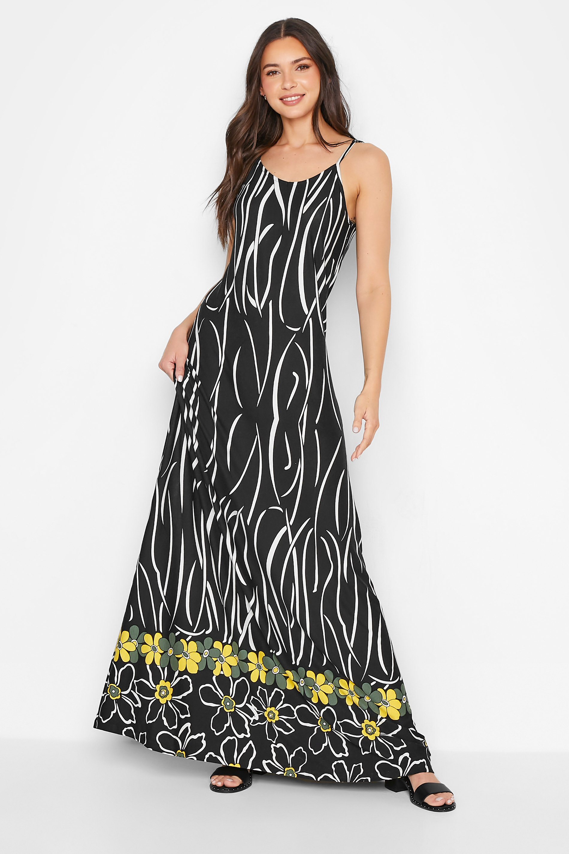LTS Tall Black Floral Print Maxi Dress_A.jpg
