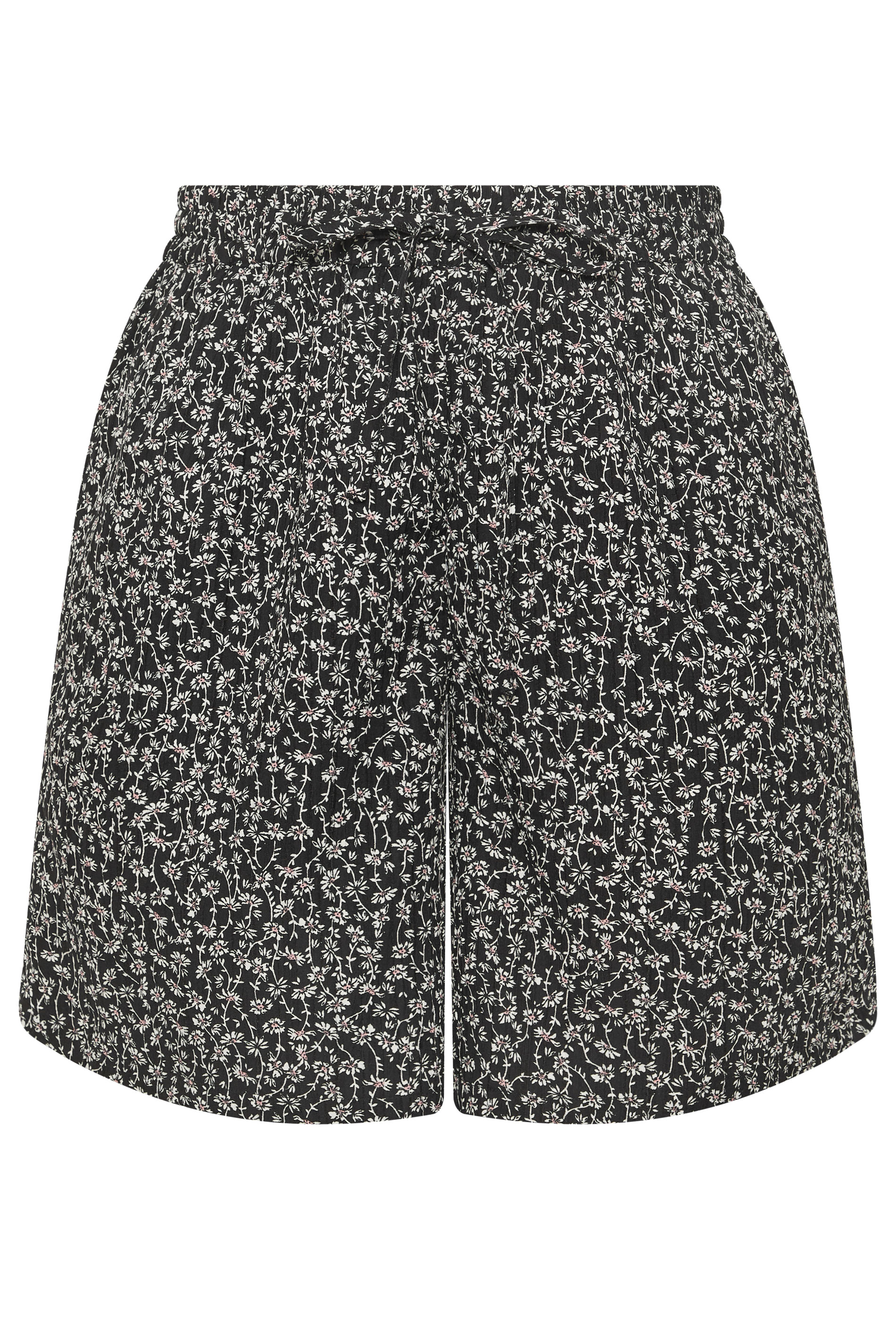 YOURS Plus Size Black Ditsy Floral Shorts | Yours Clothing 5