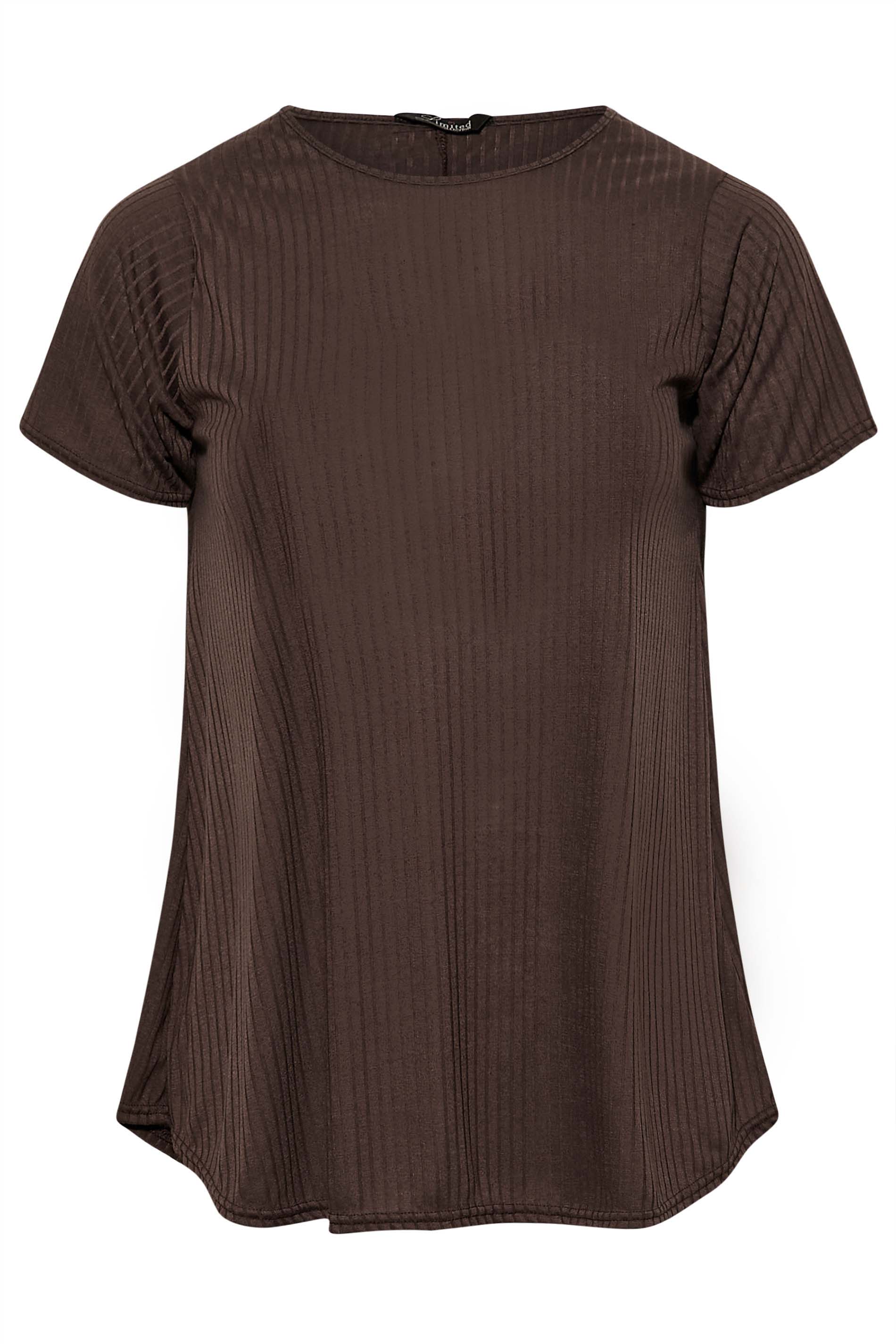 LIMITED COLLECTION Curve Chocolate Brown Ribbed Swing Top 1