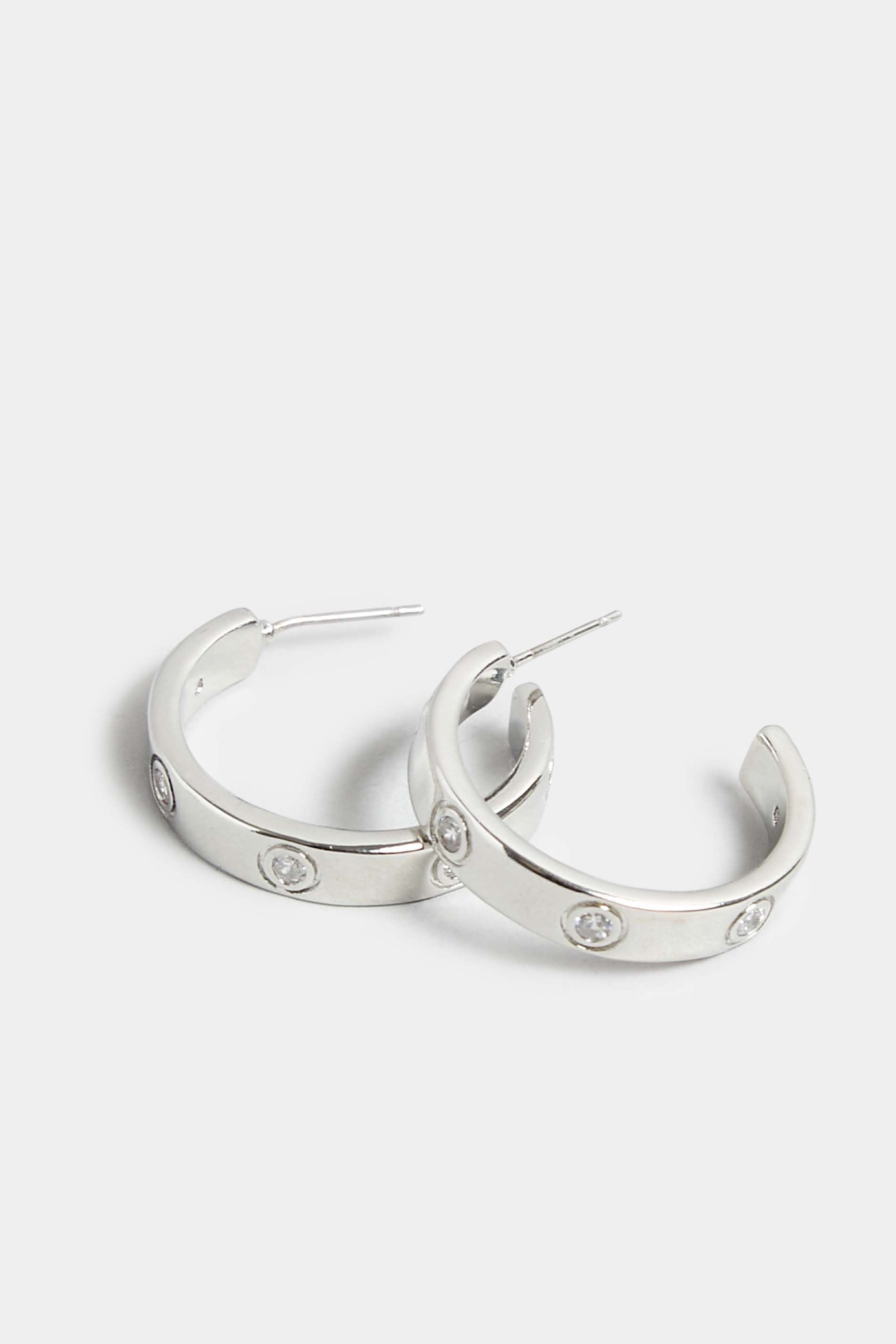 Silver Diamante Hoop Earrings | Yours Clothing 3