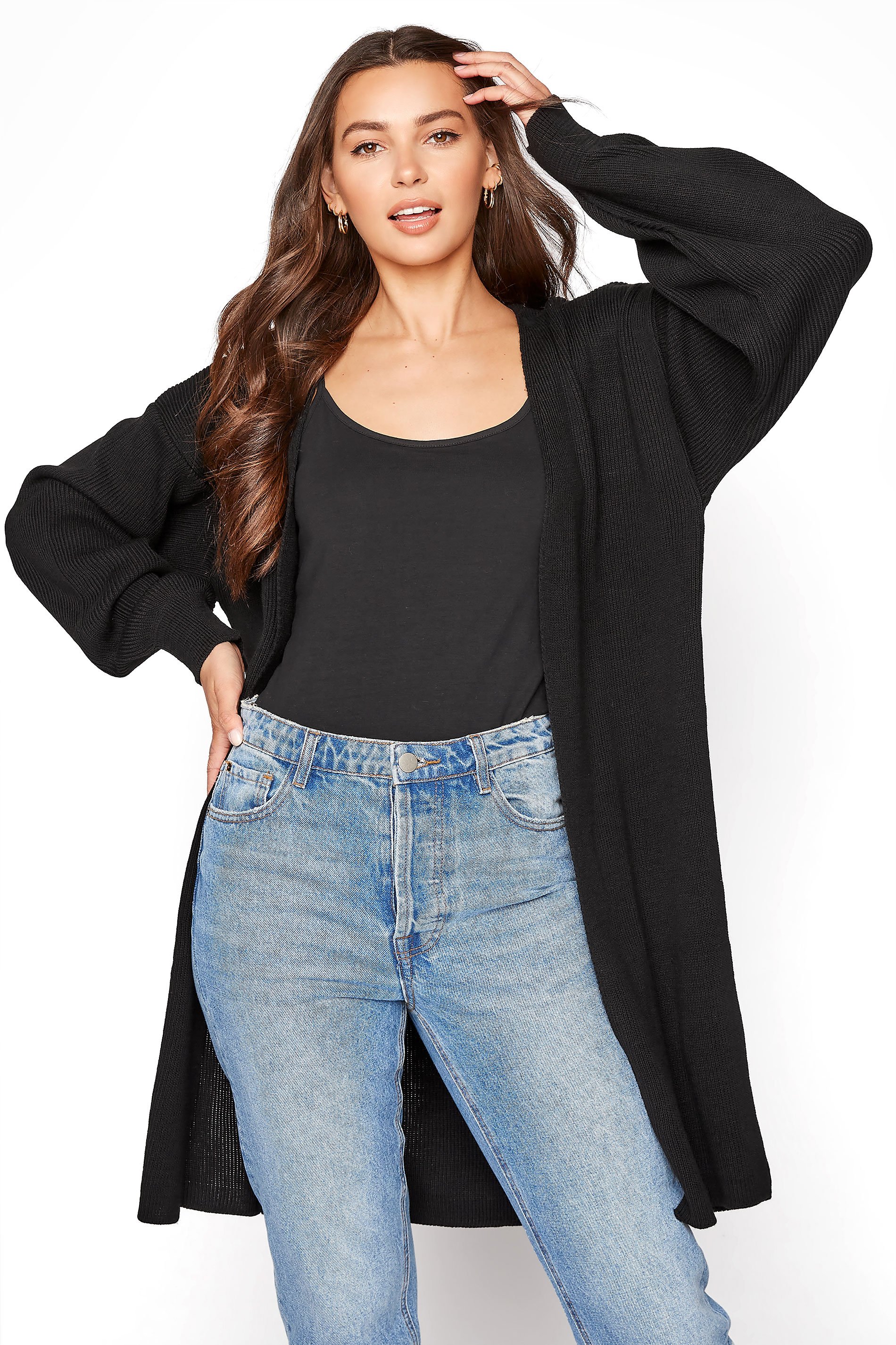 LTS Black Balloon Sleeve Cardigan | Long Tall Sally