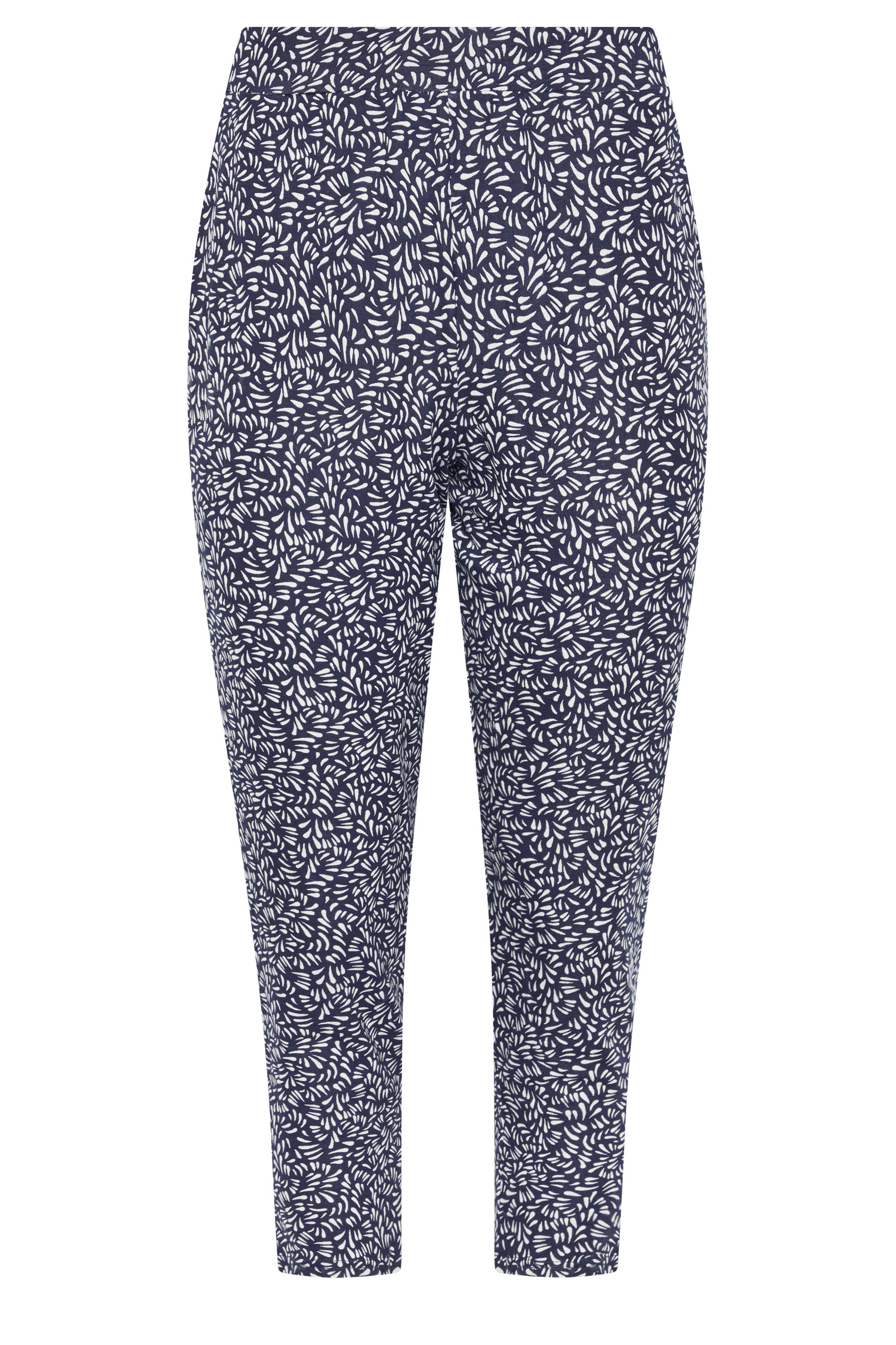 M&Co Navy Blue Abstract Print Cropped Hareem Trousers | M&Co 5
