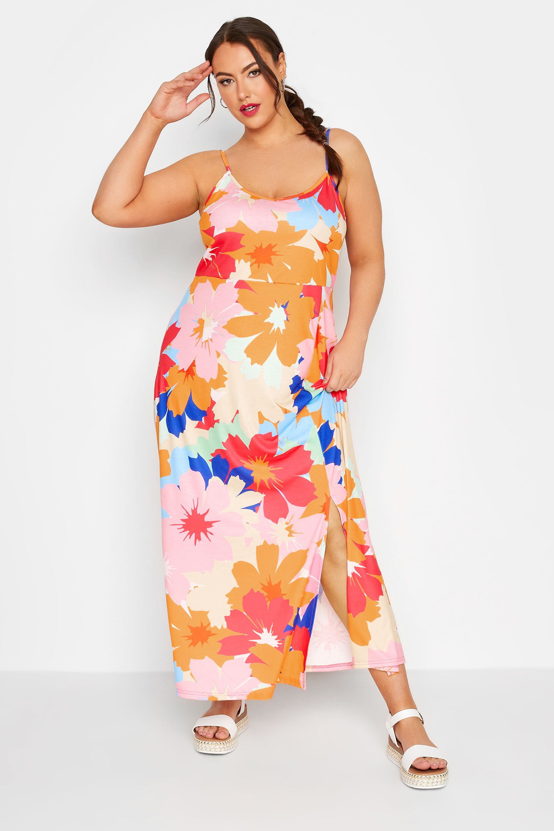 LIMITED COLLECTION Plus Size Pink Floral Print Cami Maxi Dress | Yours Clothing 2
