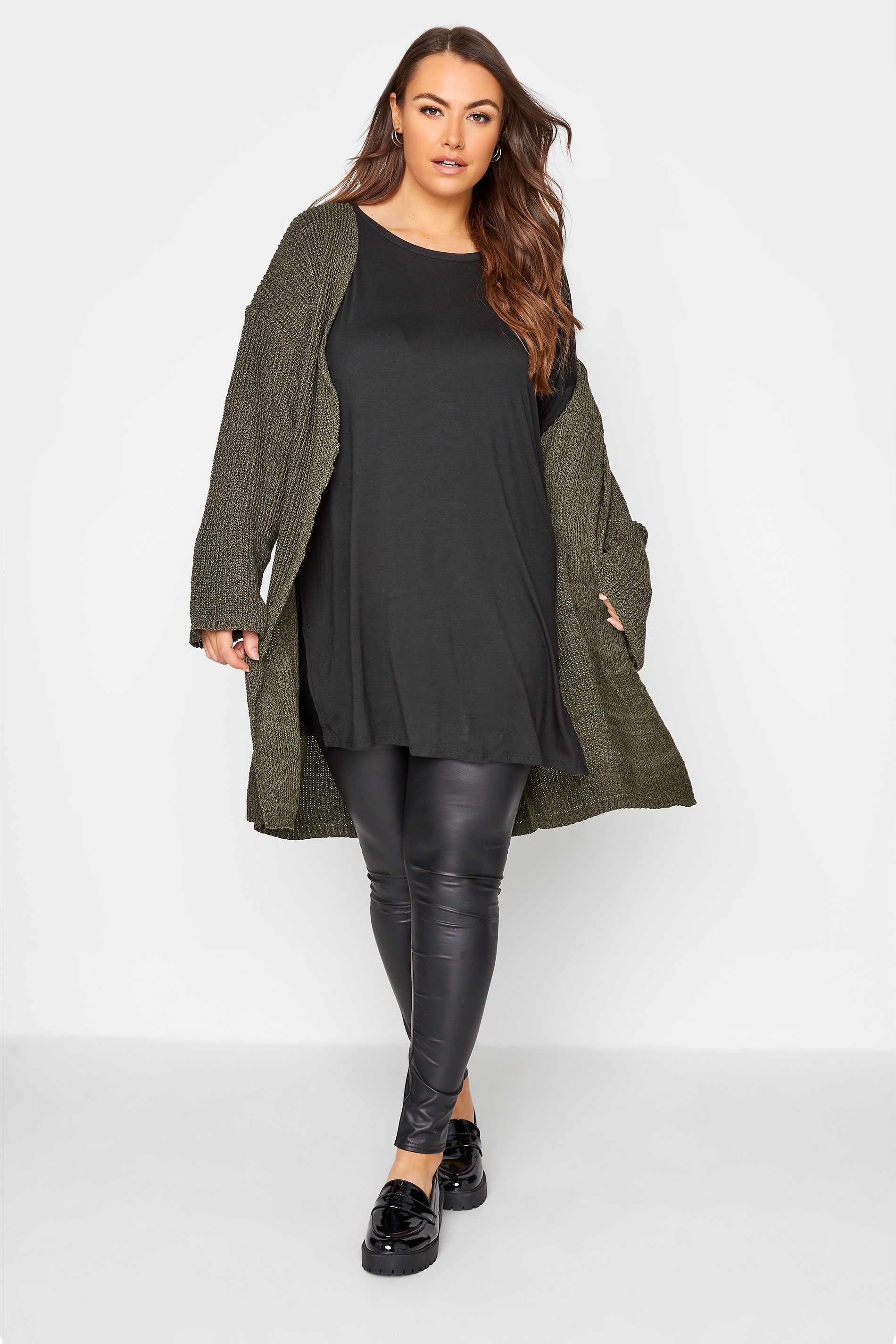 Grande taille  Tops Grande taille  Tops à Manches Longues | T-Shirt Noir Long Style Oversize - OI63540