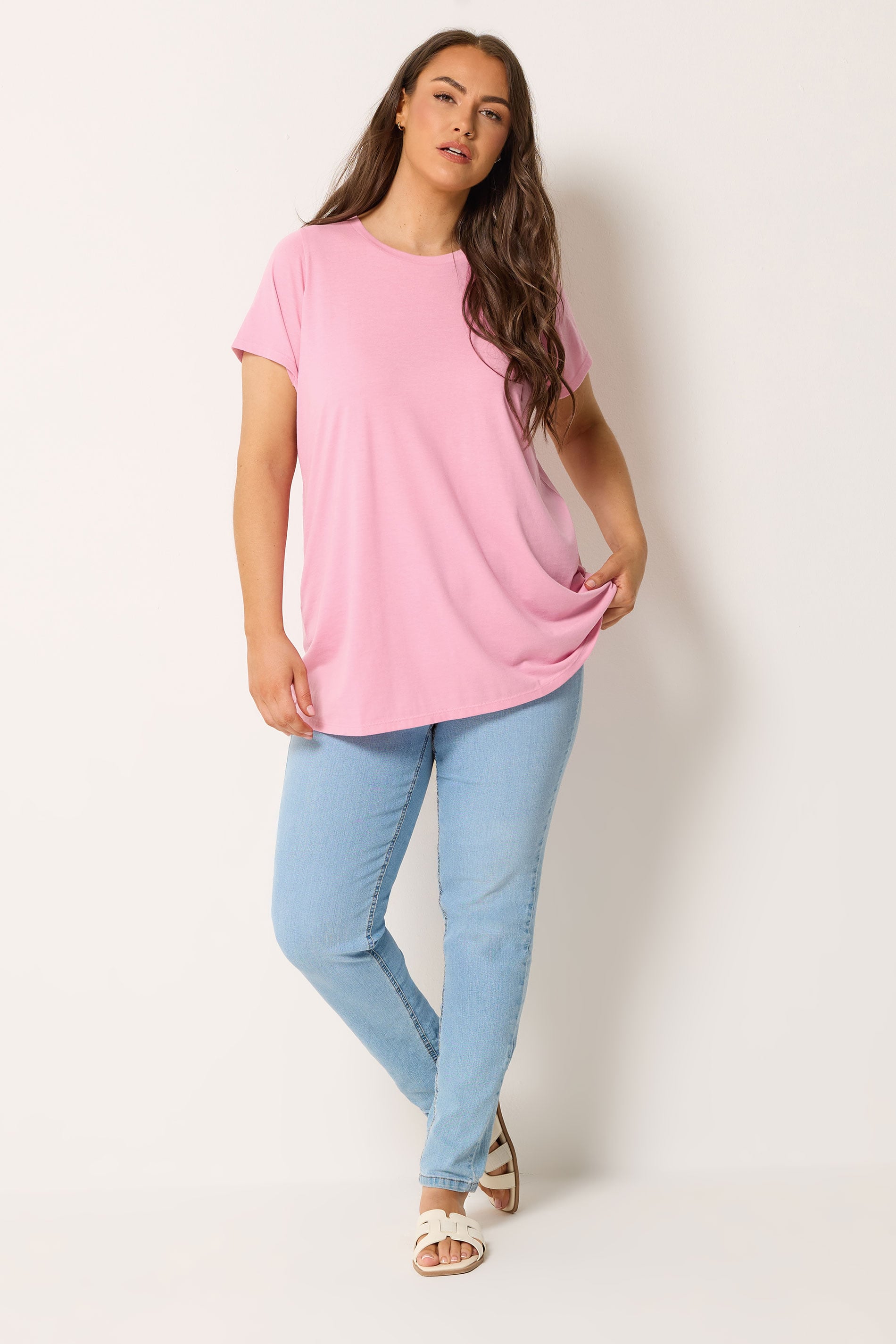 YOURS Plus Size Pink Short Sleeve Core T-Shirt | Yours Clothing 1