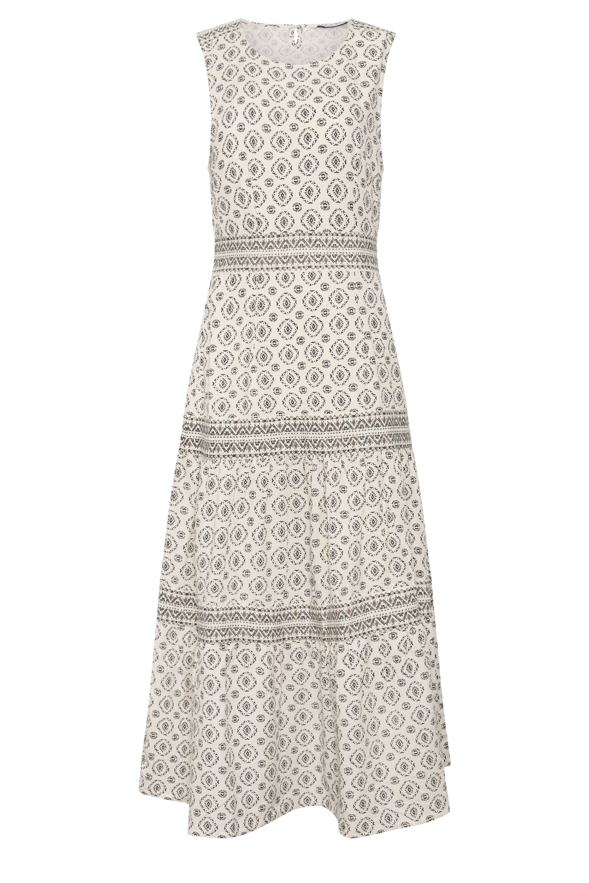 M&Co White Aztec Tiered Linen Maxi Dress | M&Co 5