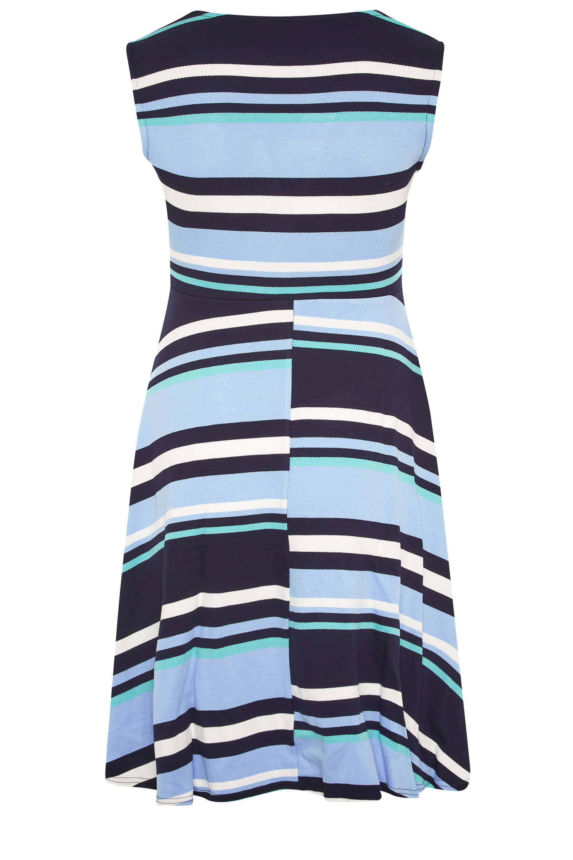 Robes Grande Taille Grande taille  Robes Patineuses | Curve Light Blue Stripe Wrap Skater Dress - TP99790