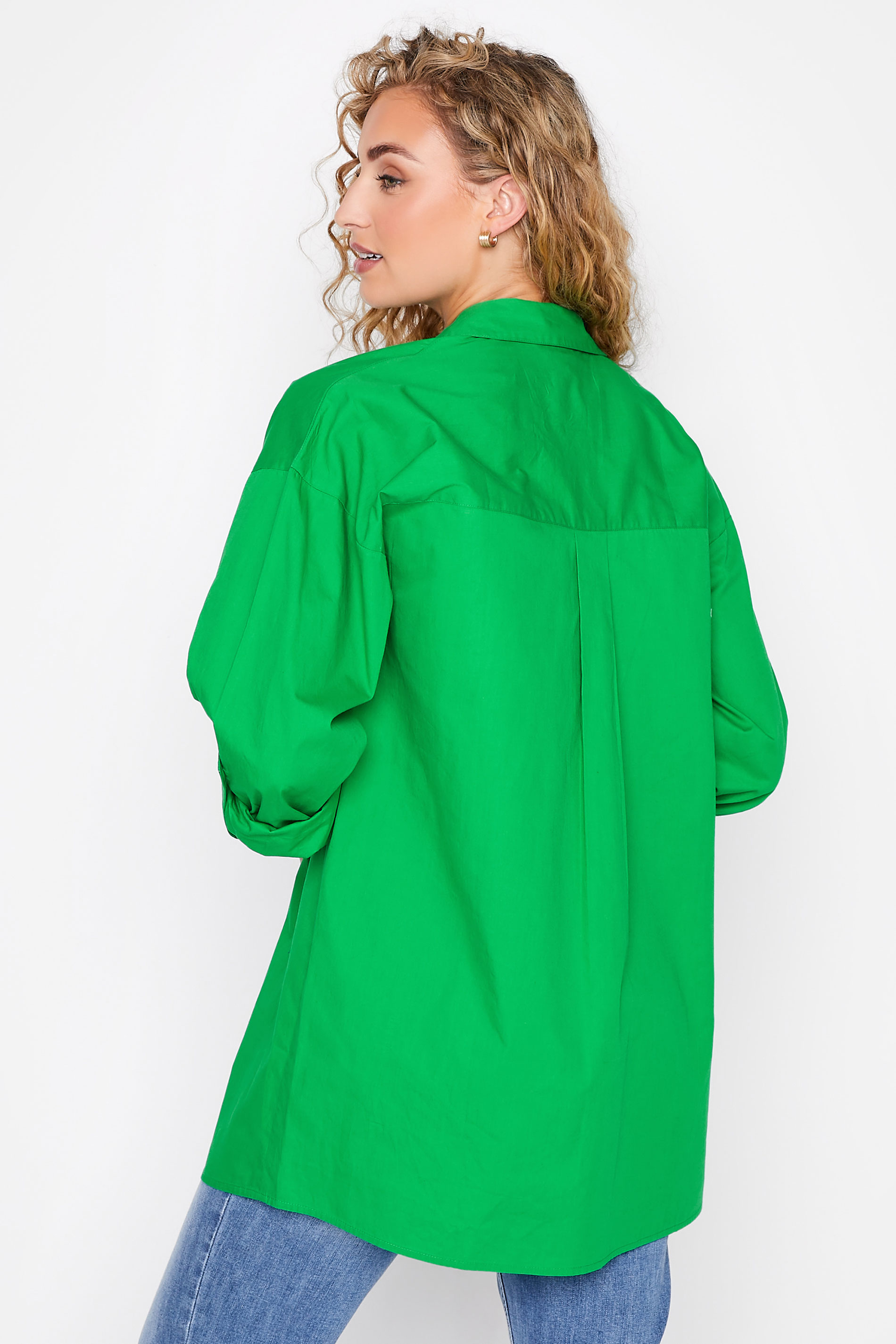 LTS Tall Women's Apple Green Oversized Cotton Shirt | Long Tall Sally