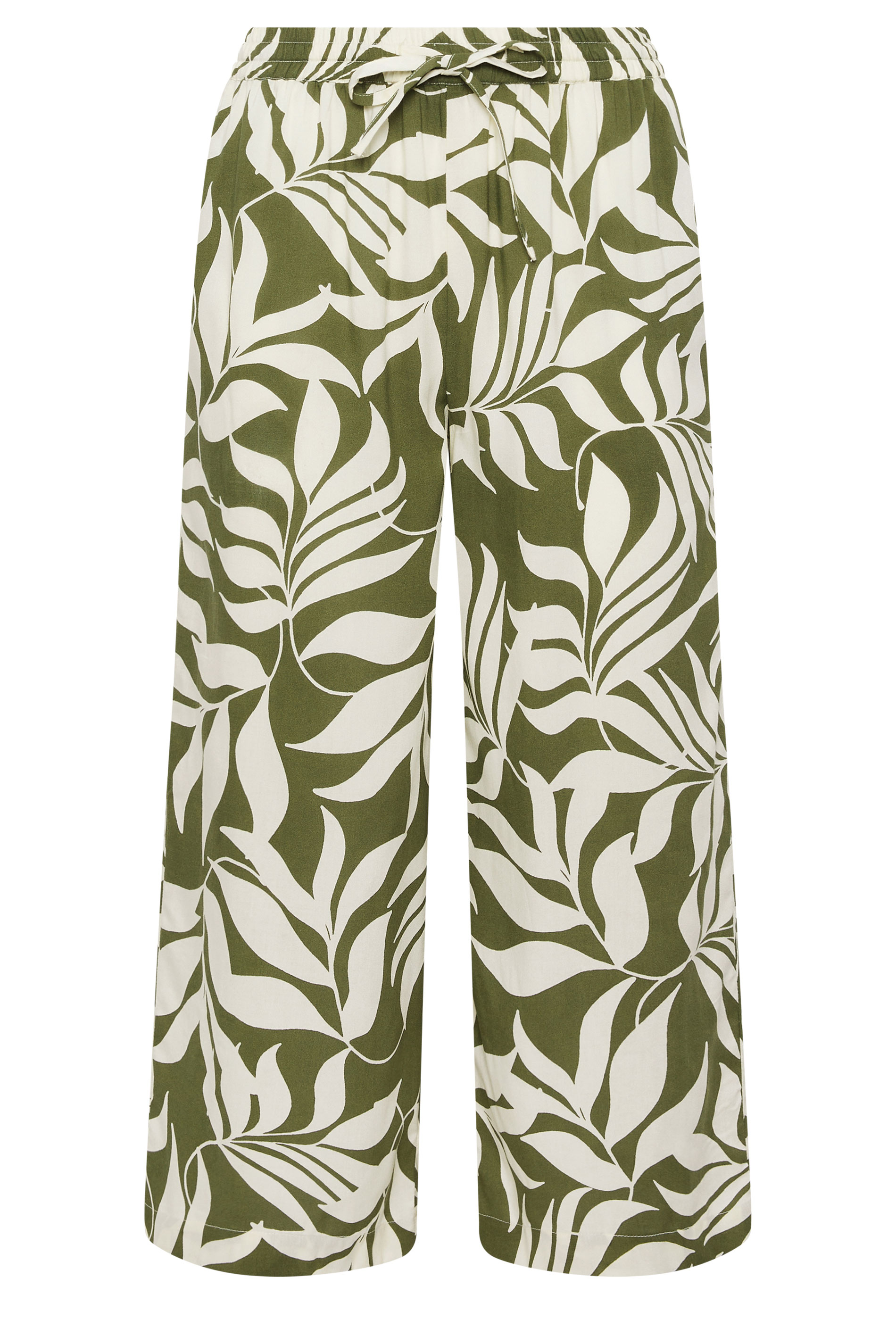 M&Co Khaki Green Leaf Print Cropped Trousers | M&Co 5