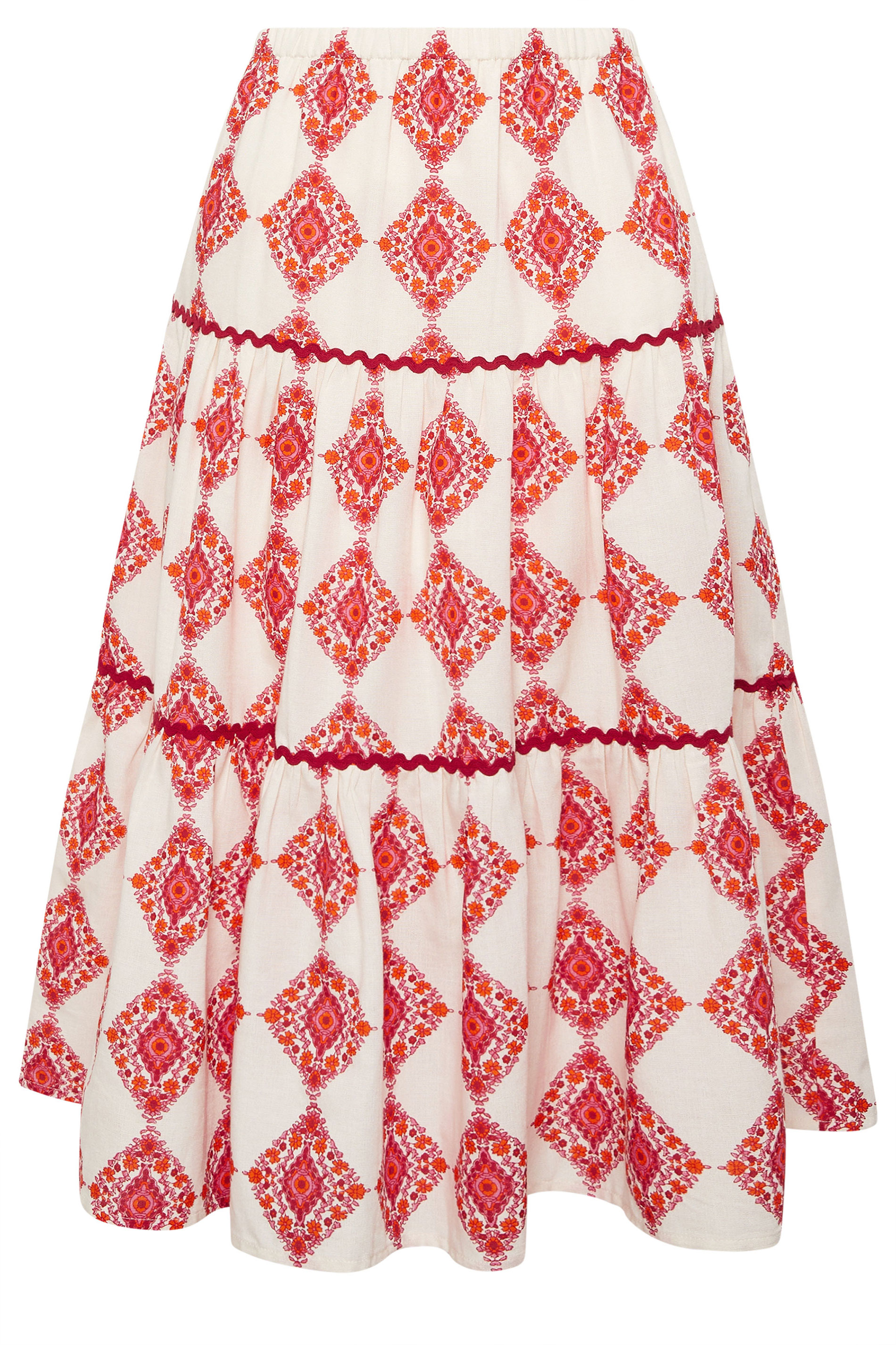 M&Co Ivory White Abstract Tile Print Maxi Skirt | M&Co 6