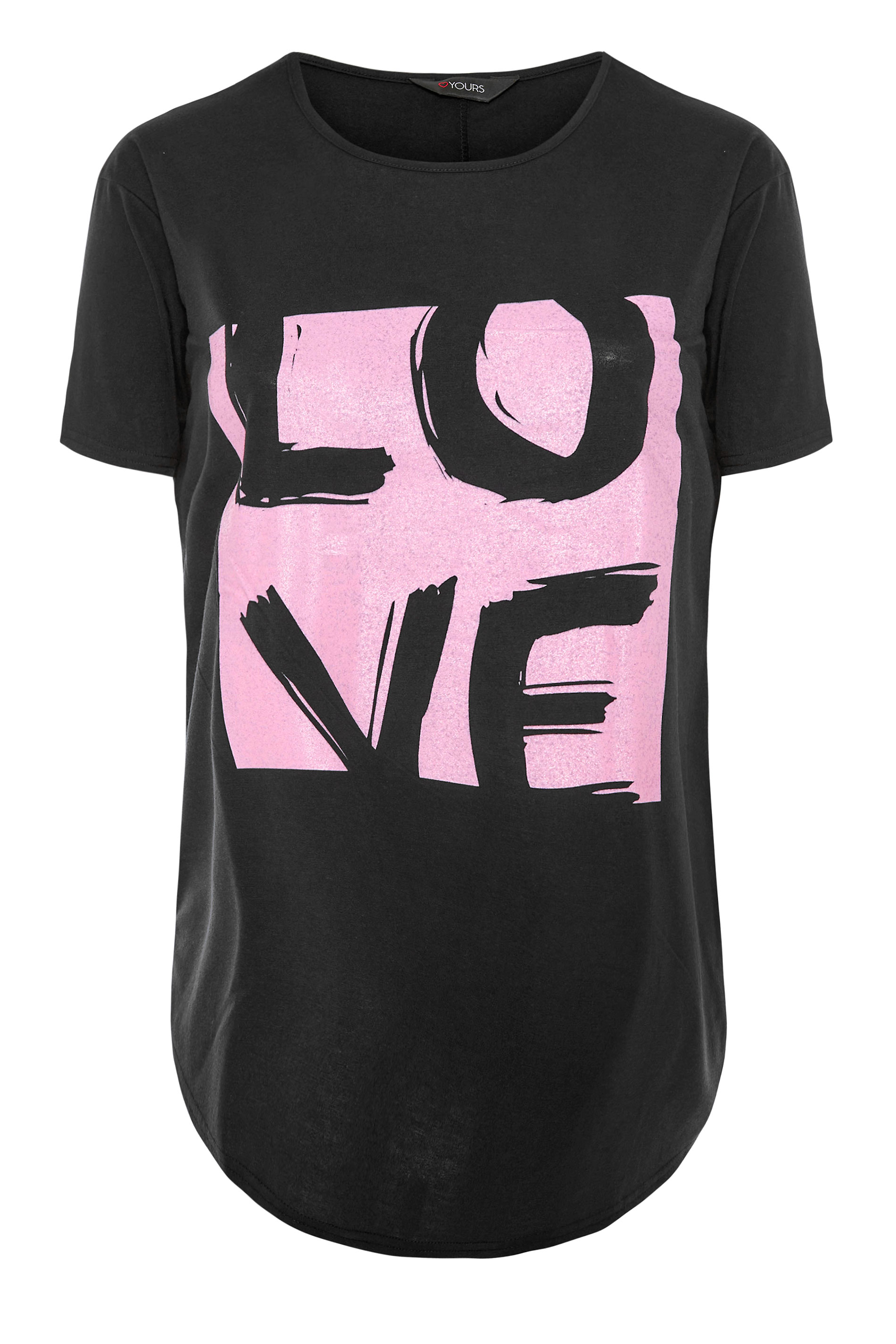 Grande taille  Tops Grande taille  Tops Casual | T-Shirt Noir 'Love' Style Boyfriend - DA93498