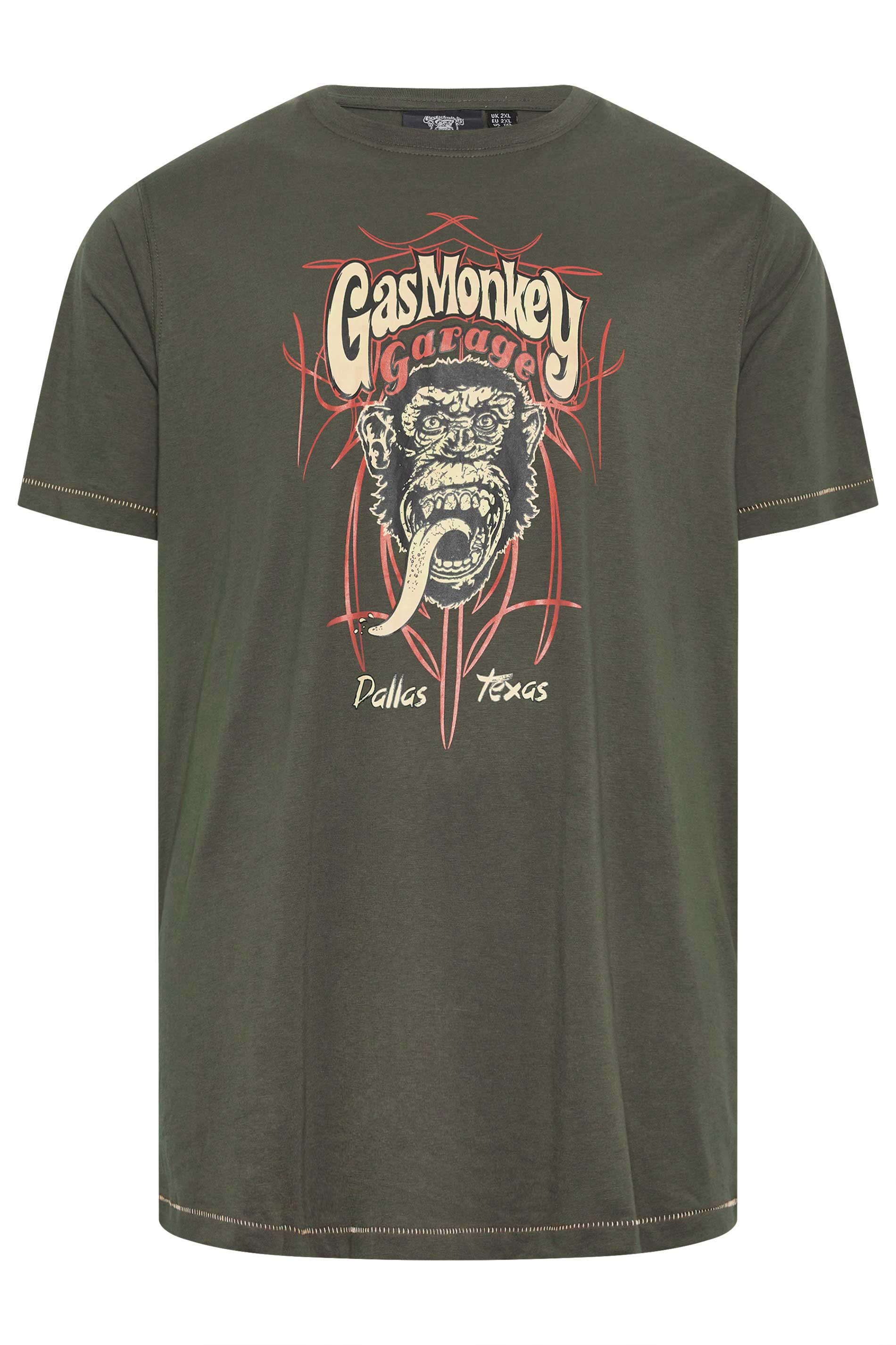 D555 Big & Tall Khaki Green Gas Monkey Graphic T-Shirt | BadRhino 2