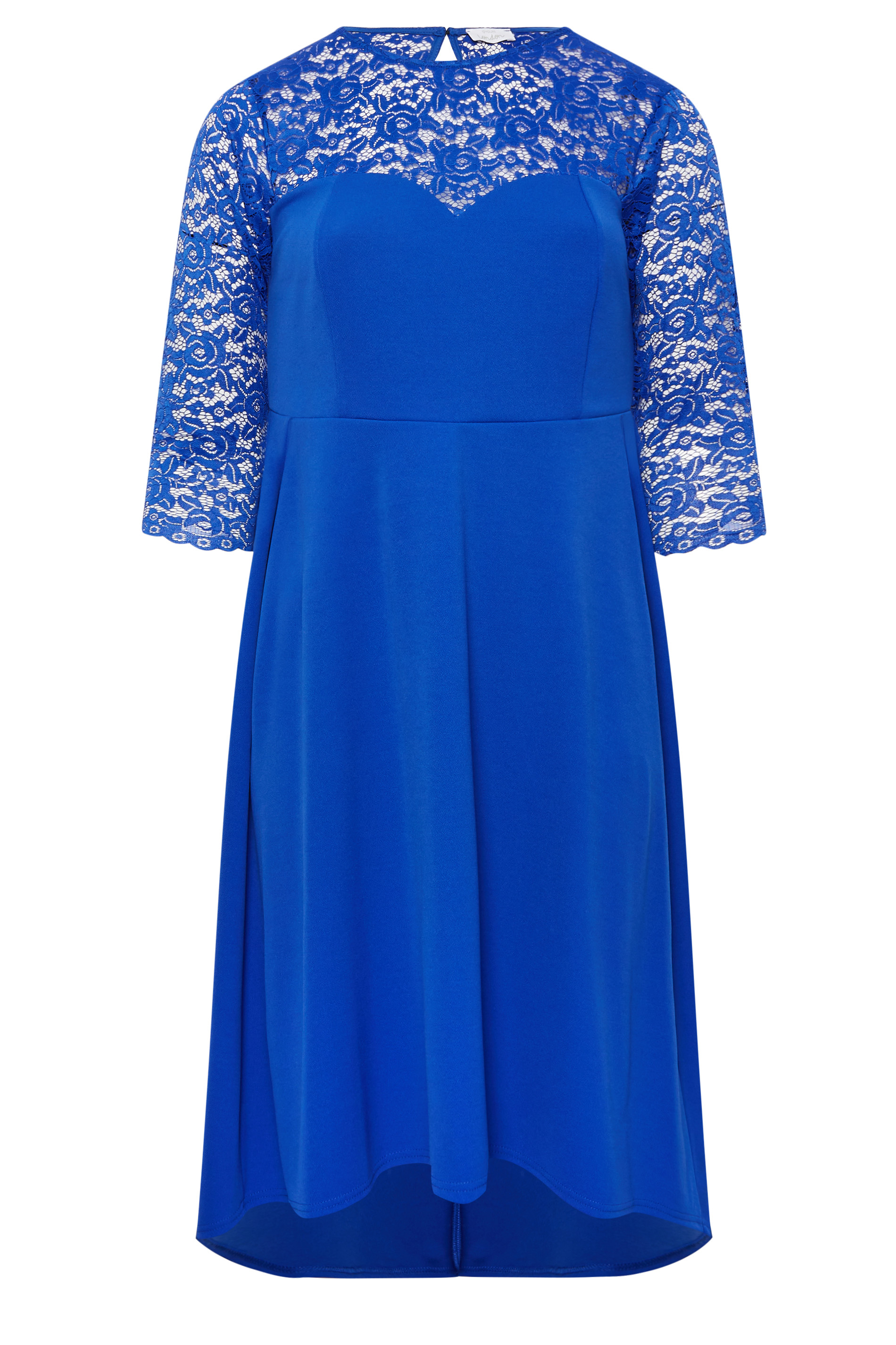 Womens 24 Wide Royal Blue Formal Dress With Tummy Control, 3/4 Length  Sleeves 
