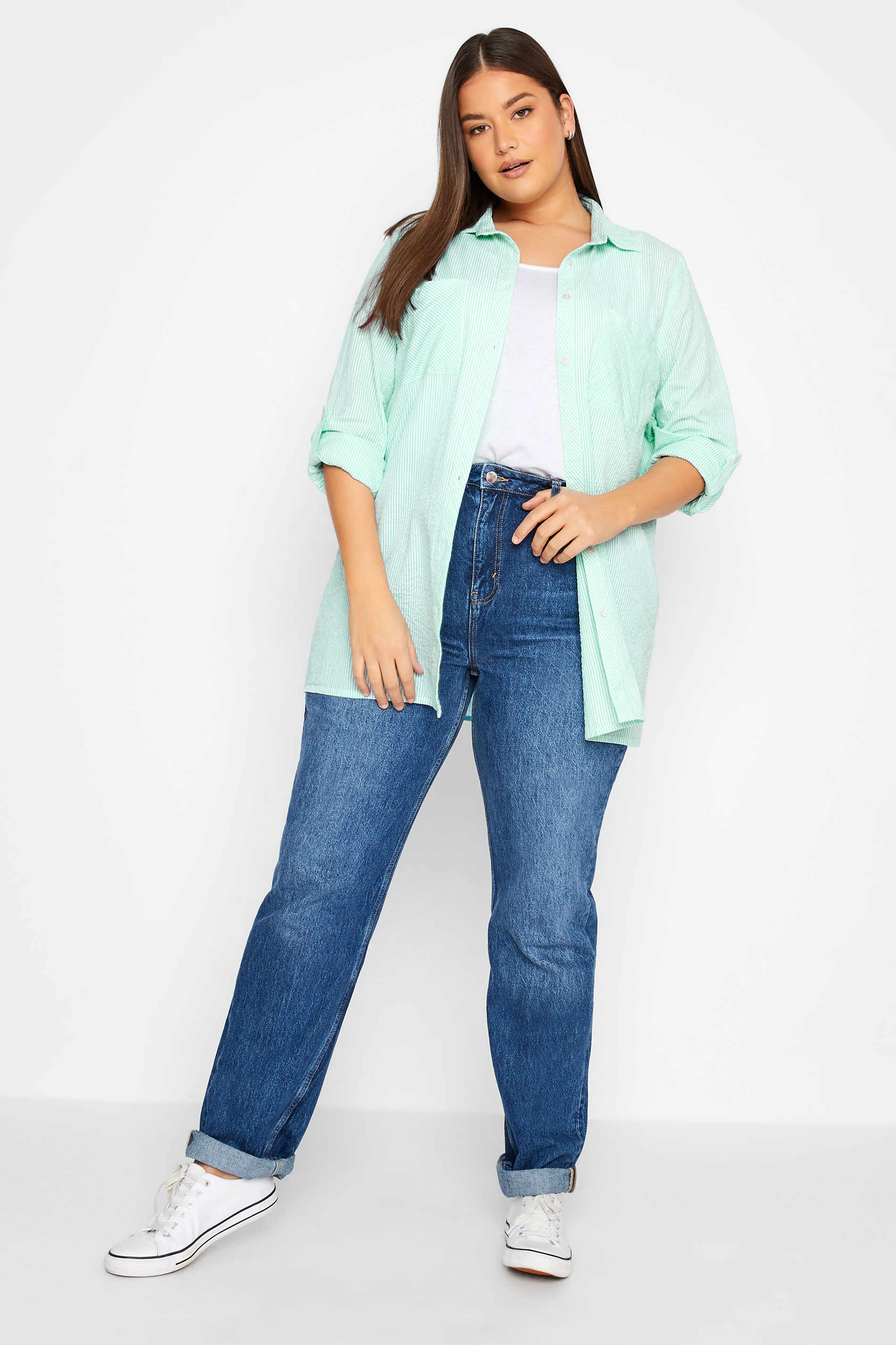 Tall Women's LTS Turquoise Green Stripe Shirt | Long Tall Sally  2