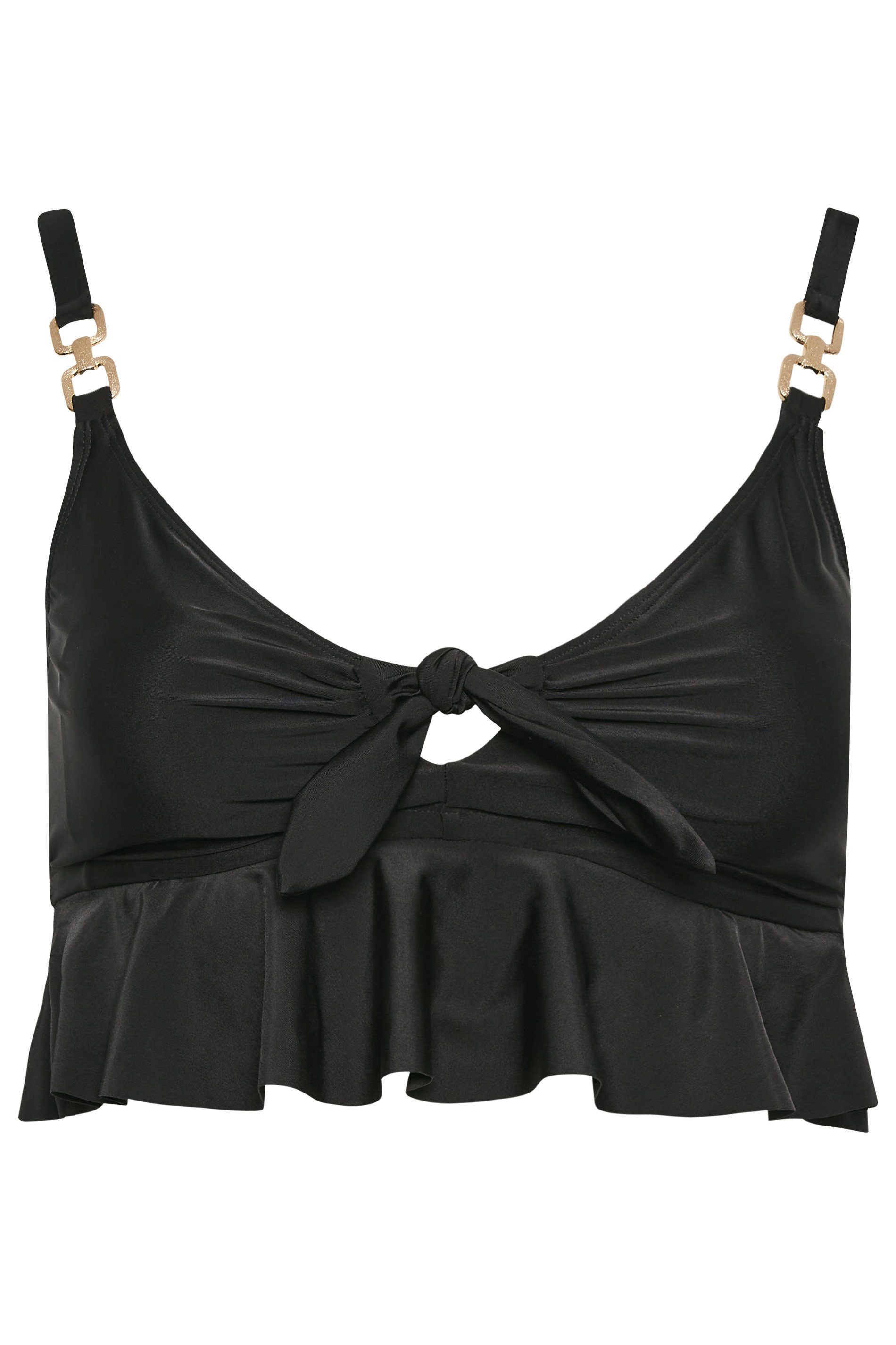 Black Bow Front Tshirt Bikini Top