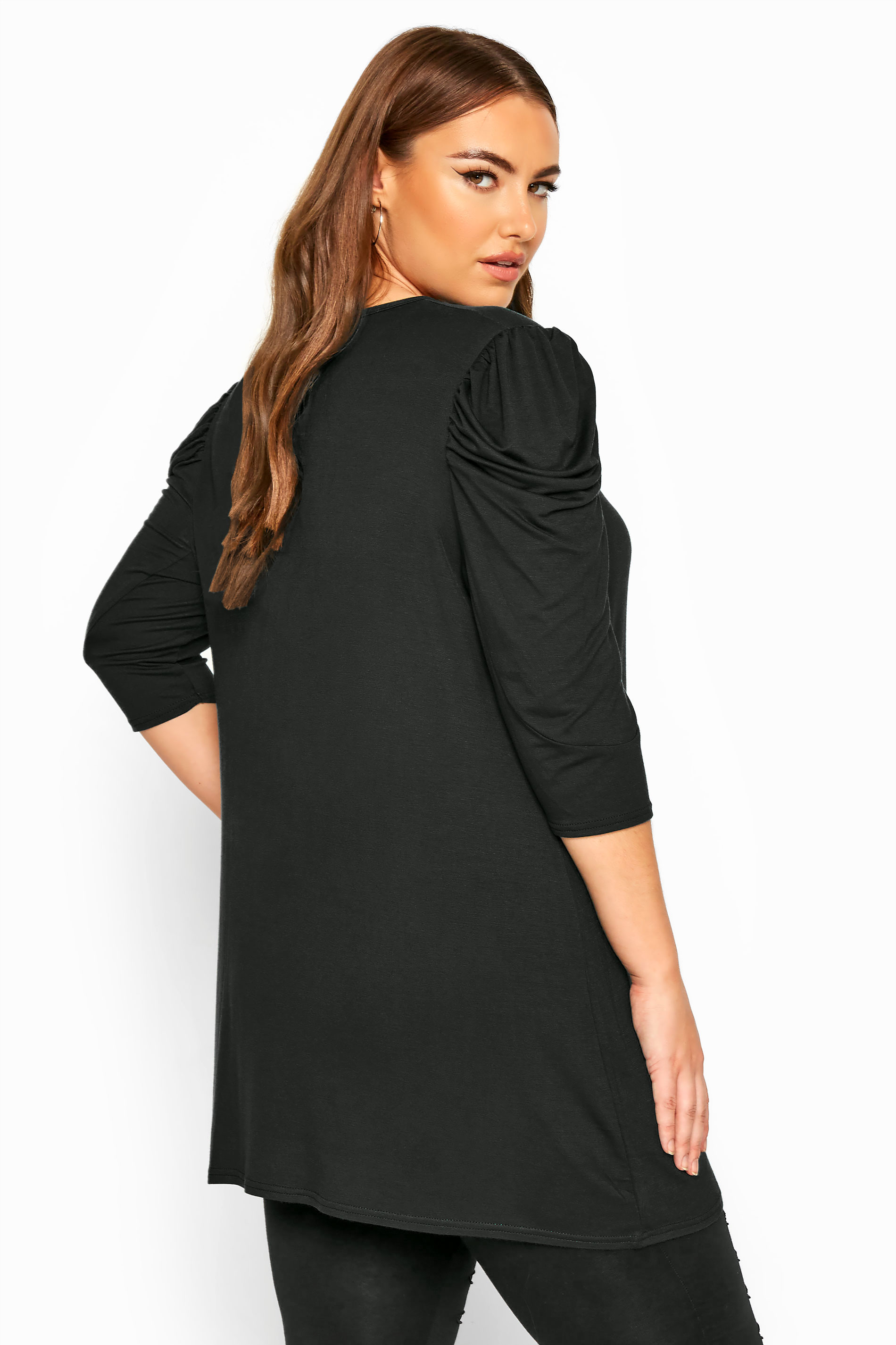 LIMITED COLLECTION Black Puff Shoulder Jersey Top | Yours Clothing