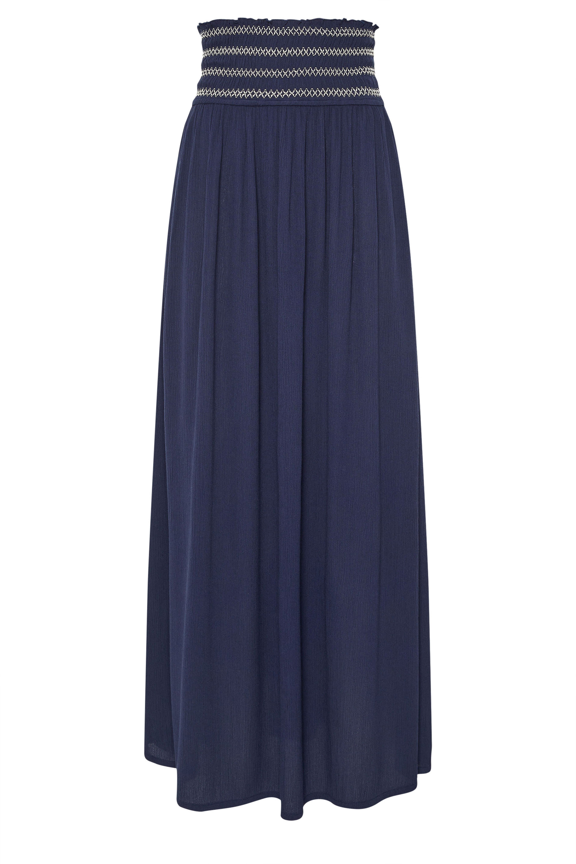 LTS Tall Navy Blue Embroidered Waist Maxi Skirt 5