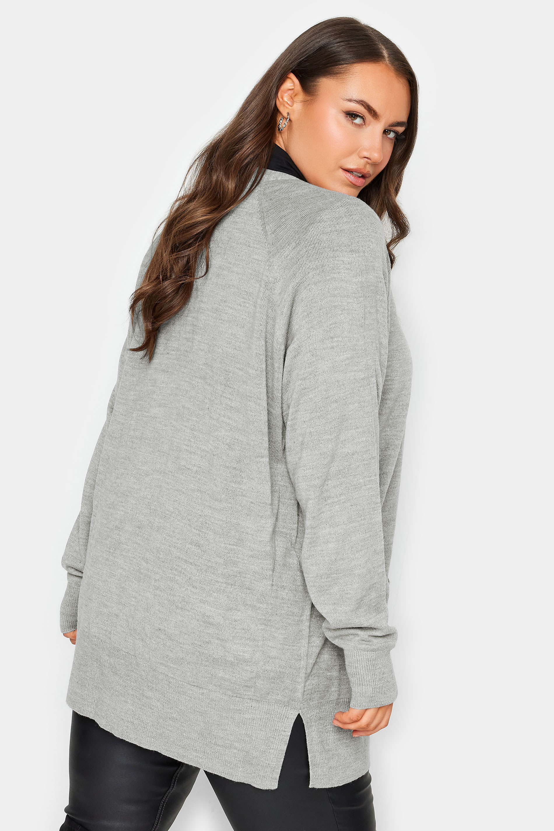 YOURS Plus Size Grey Boyfriend Button Through Cardigan | Yours Clothing 3