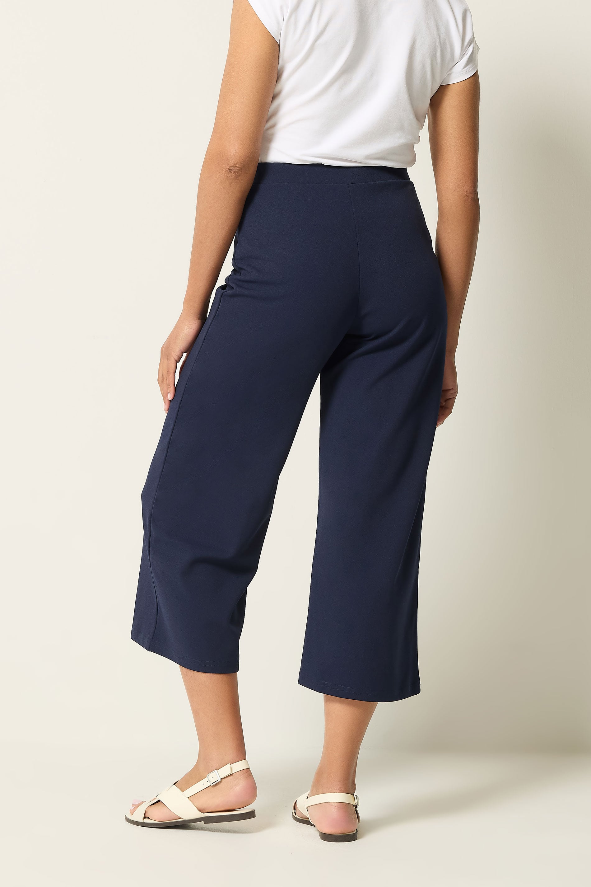 M&Co Navy Blue Military Button Cropped Trousers | M&Co 2
