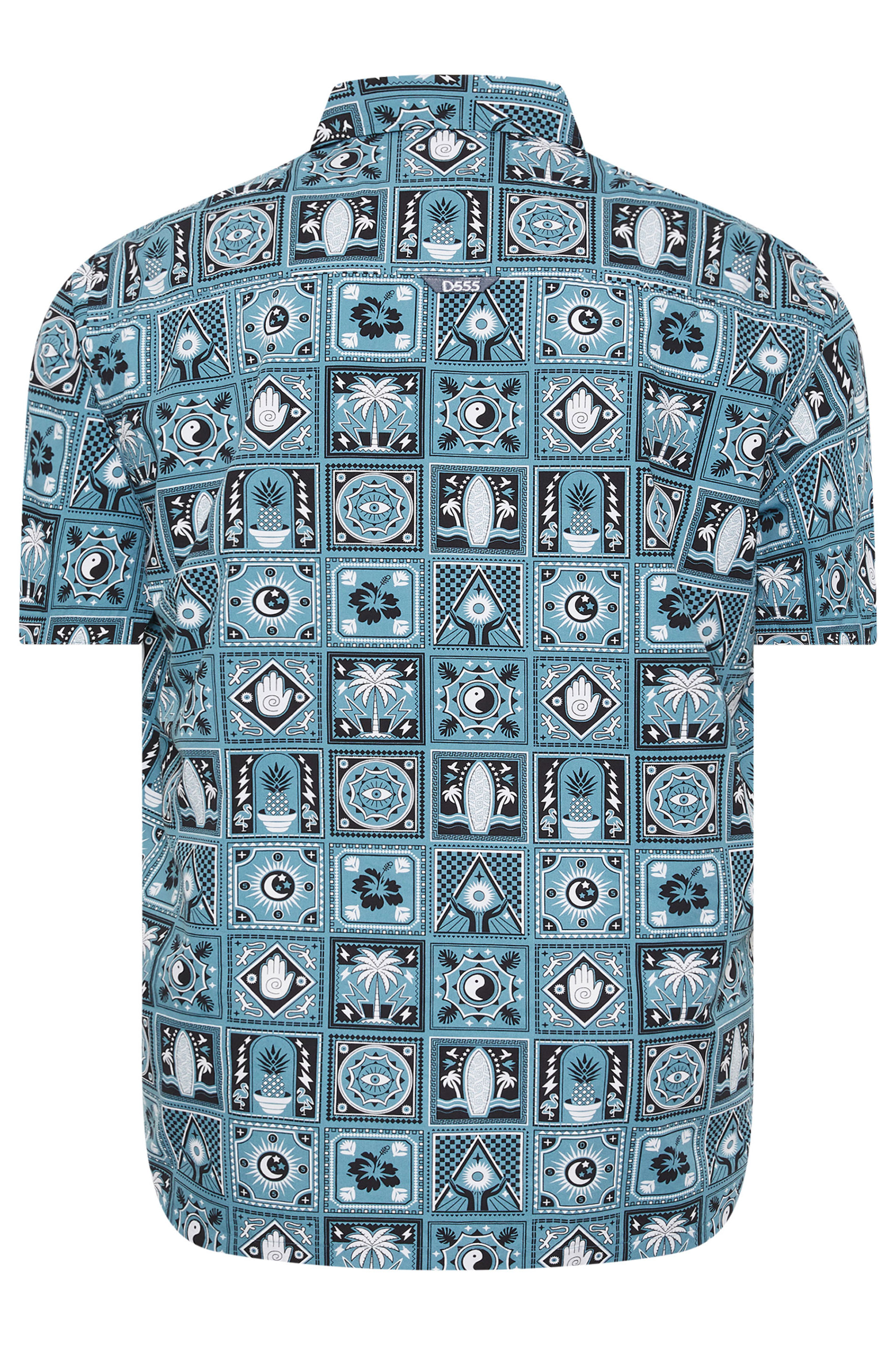 D555 Big & Tall Teal Blue Cuban Short Sleeve Shirt | BadRhino 4