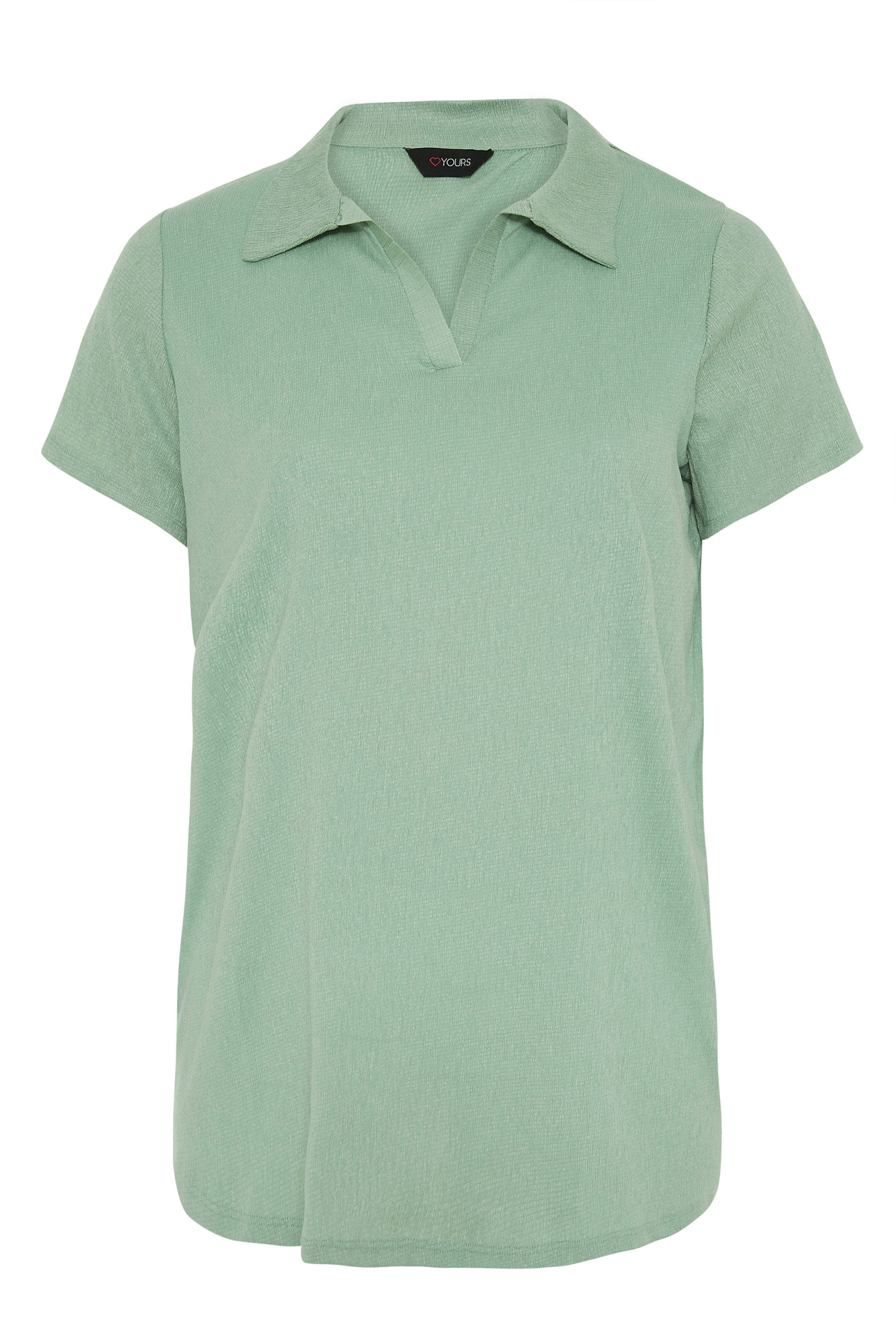 Green Polo Neck Ribbed T-Shirt | Yours Clothing