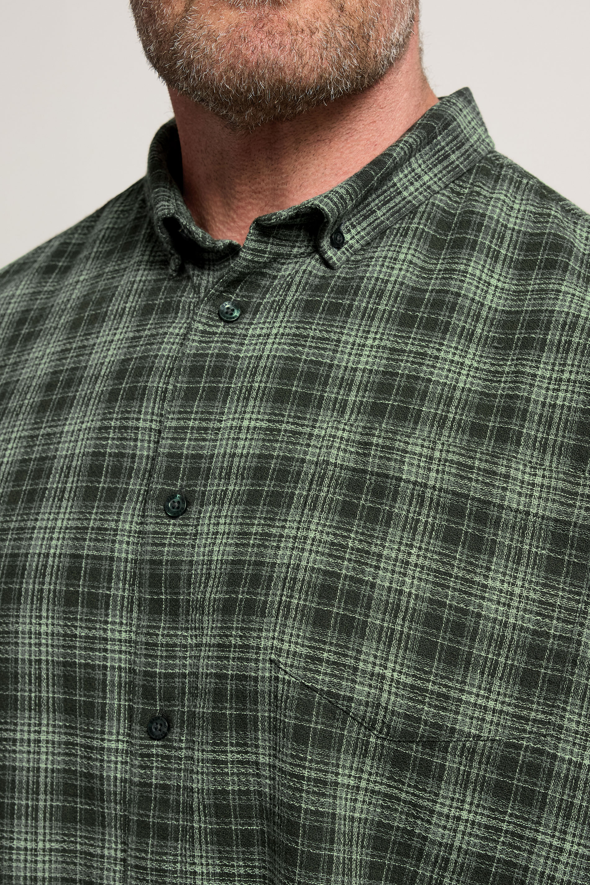 BadRhino Big & Tall Green Check Print Short Sleeve Shirt | BadRhino 4