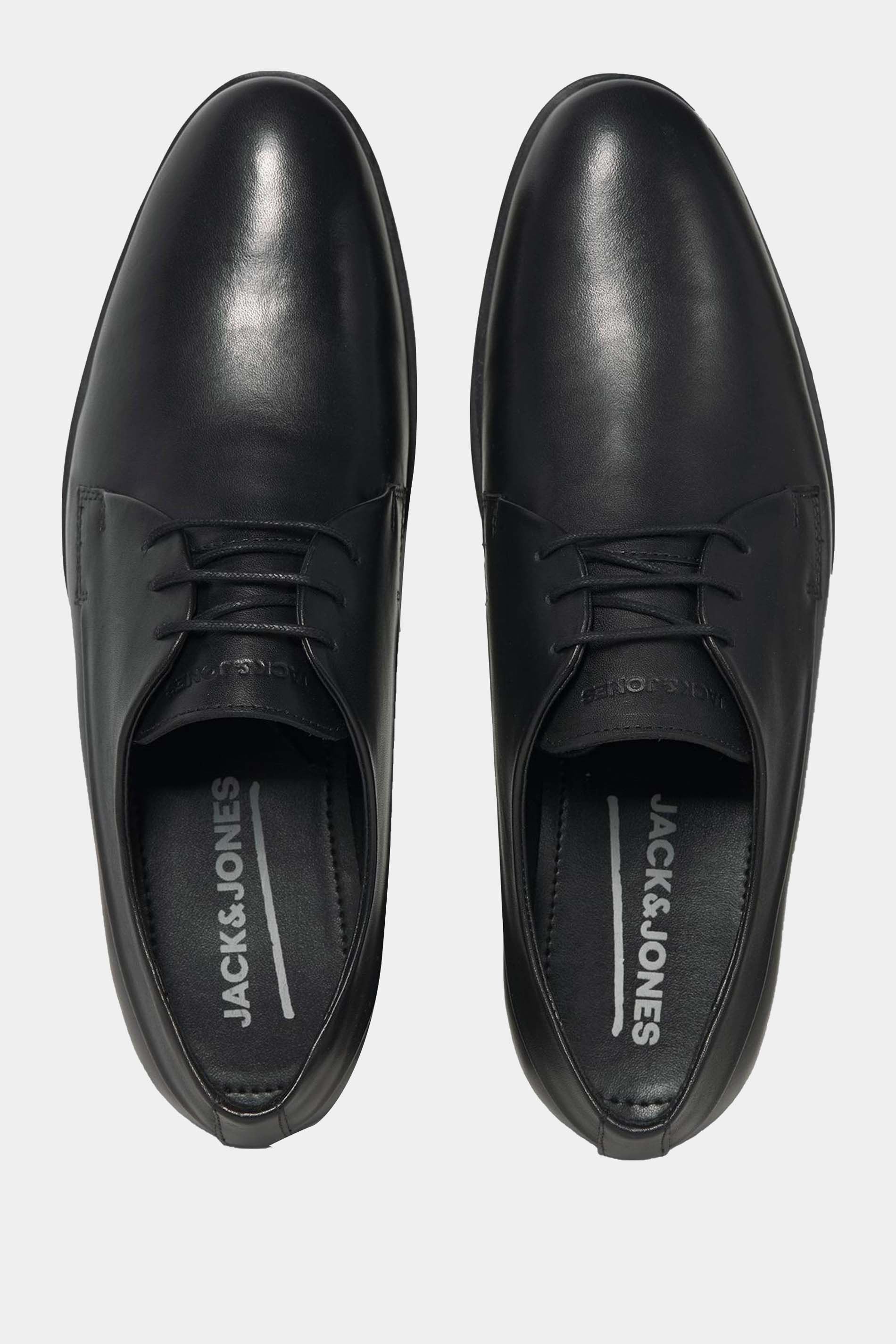 JACK & JONES Big & Tall Black Leather Lace Smart Shoes | BadRhino  3