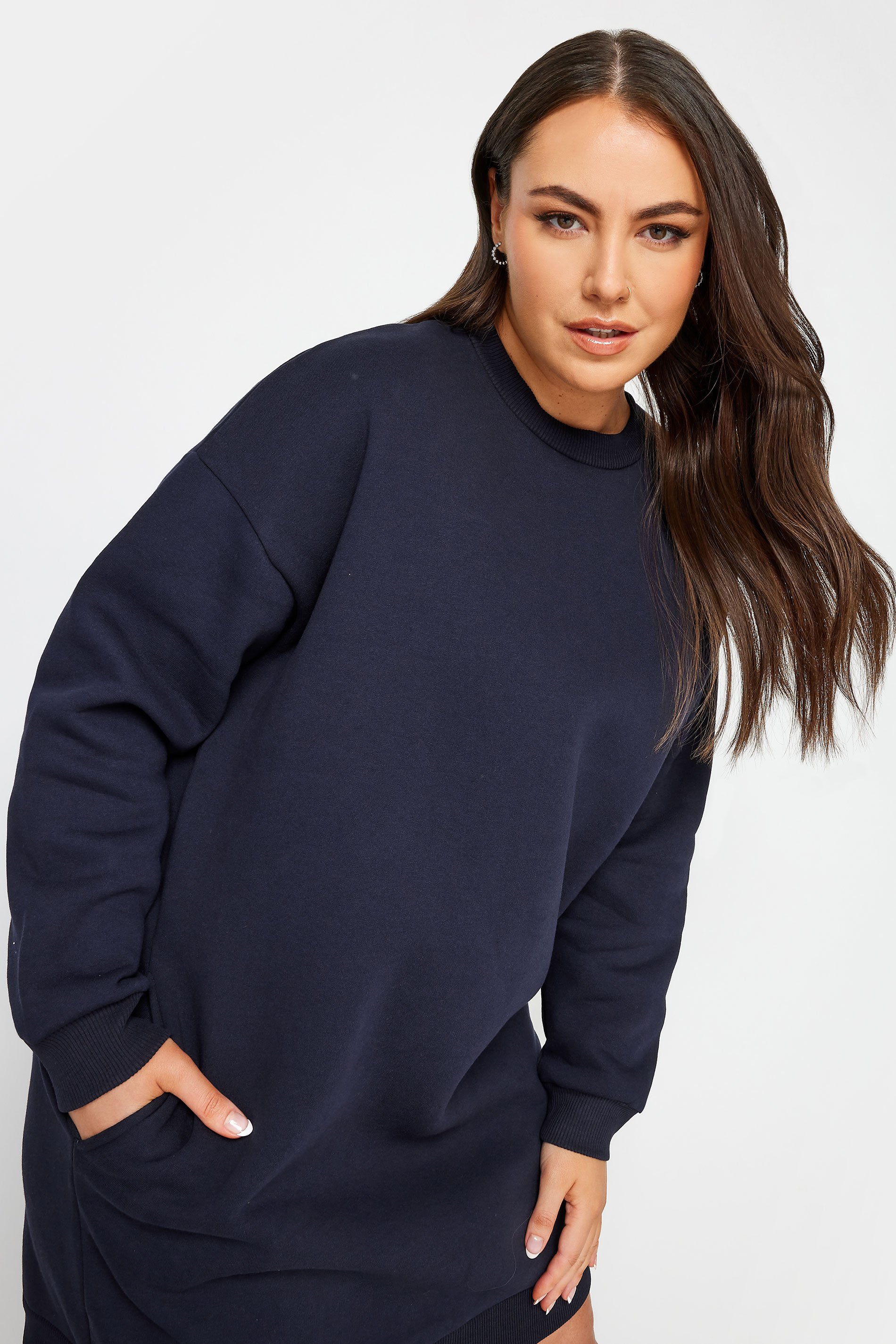 YOURS Plus Size Navy Blue Sweatshirt Dress | Yours Clothing