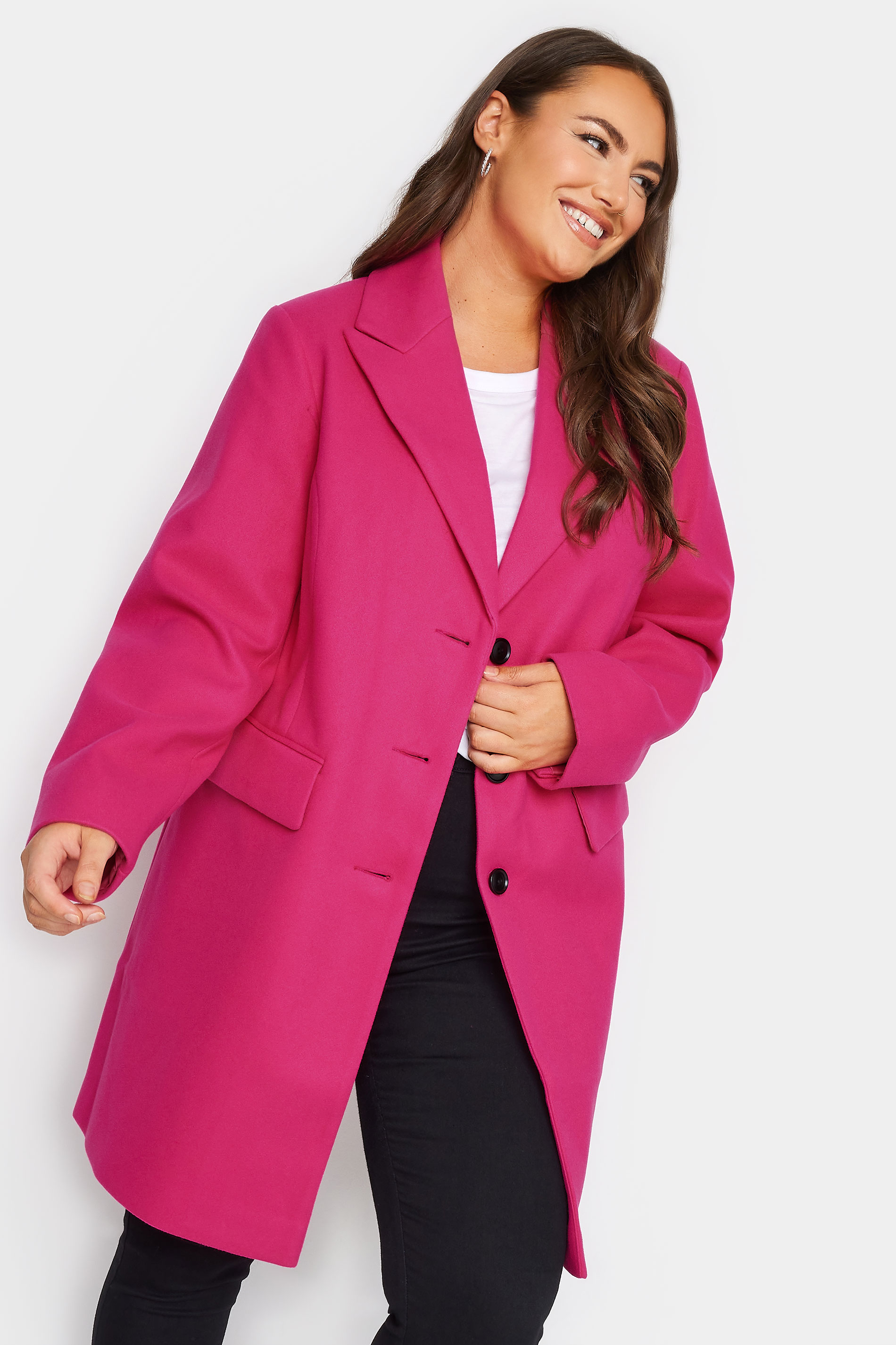 YOURS Plus Size Pink Midi Formal Coat | Yours Clothing 1