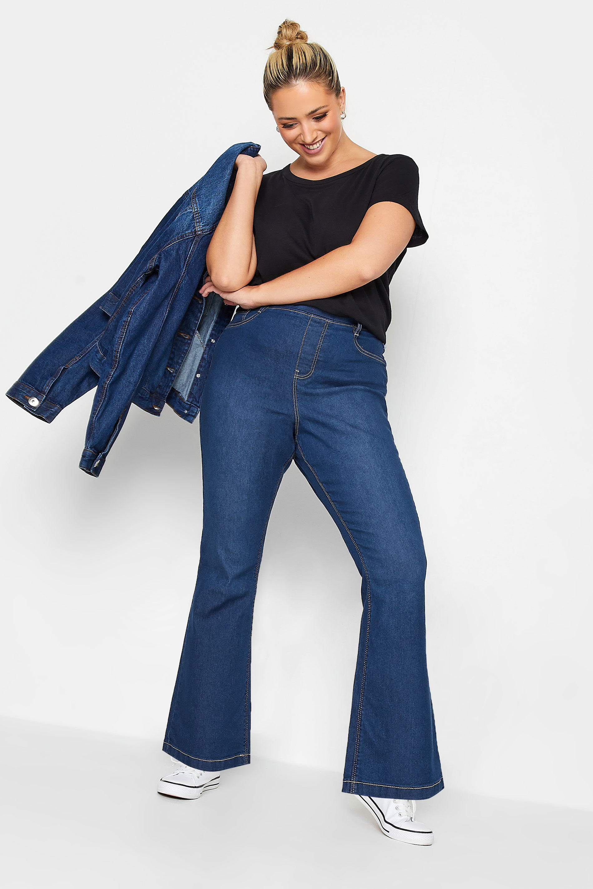 Plus Size Blue Pull-On HANNAH Bootcut Jeggings | Yours Clothing 2