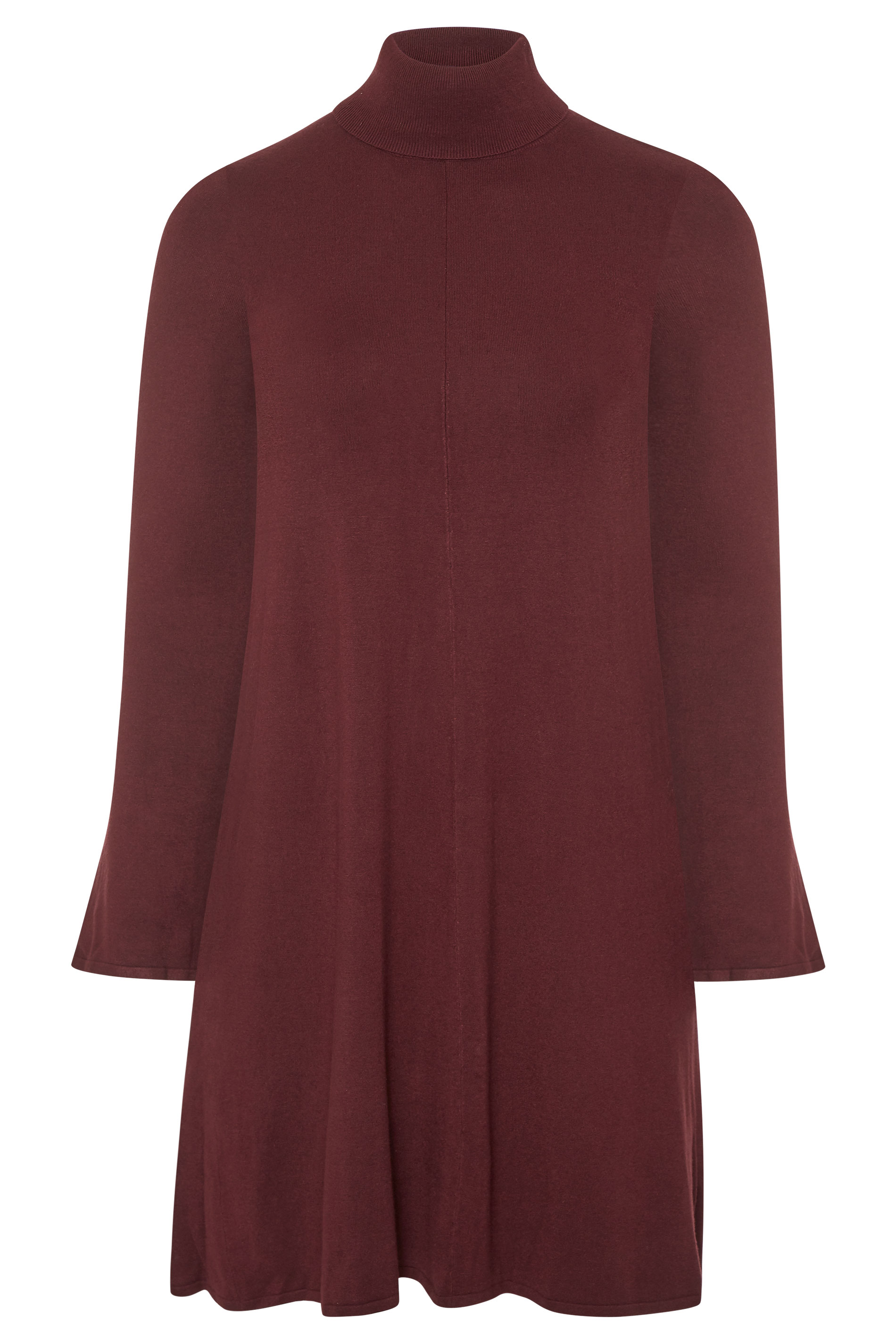 Burgundy Knitted Polo Neck Dress Long Tall Sally