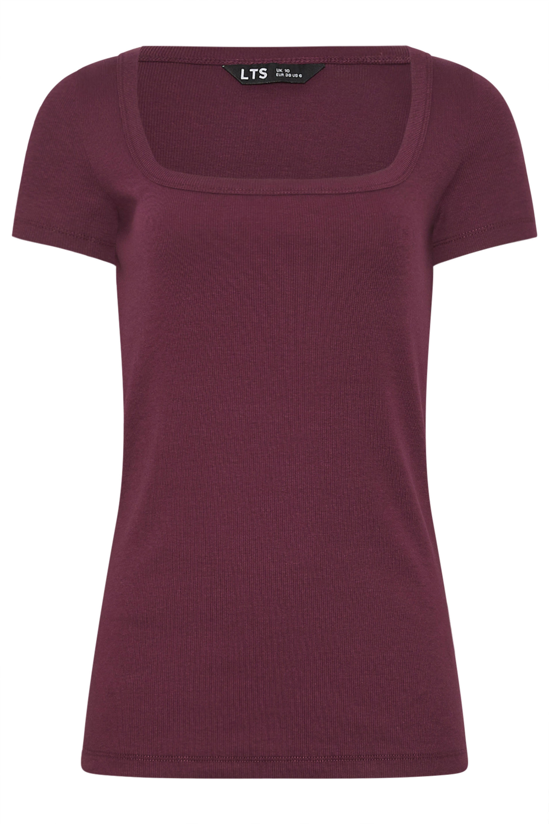 LTS Tall 2 PACK Burgundy Red & White Ribbed T-Shirts | Long Tall Sally 8