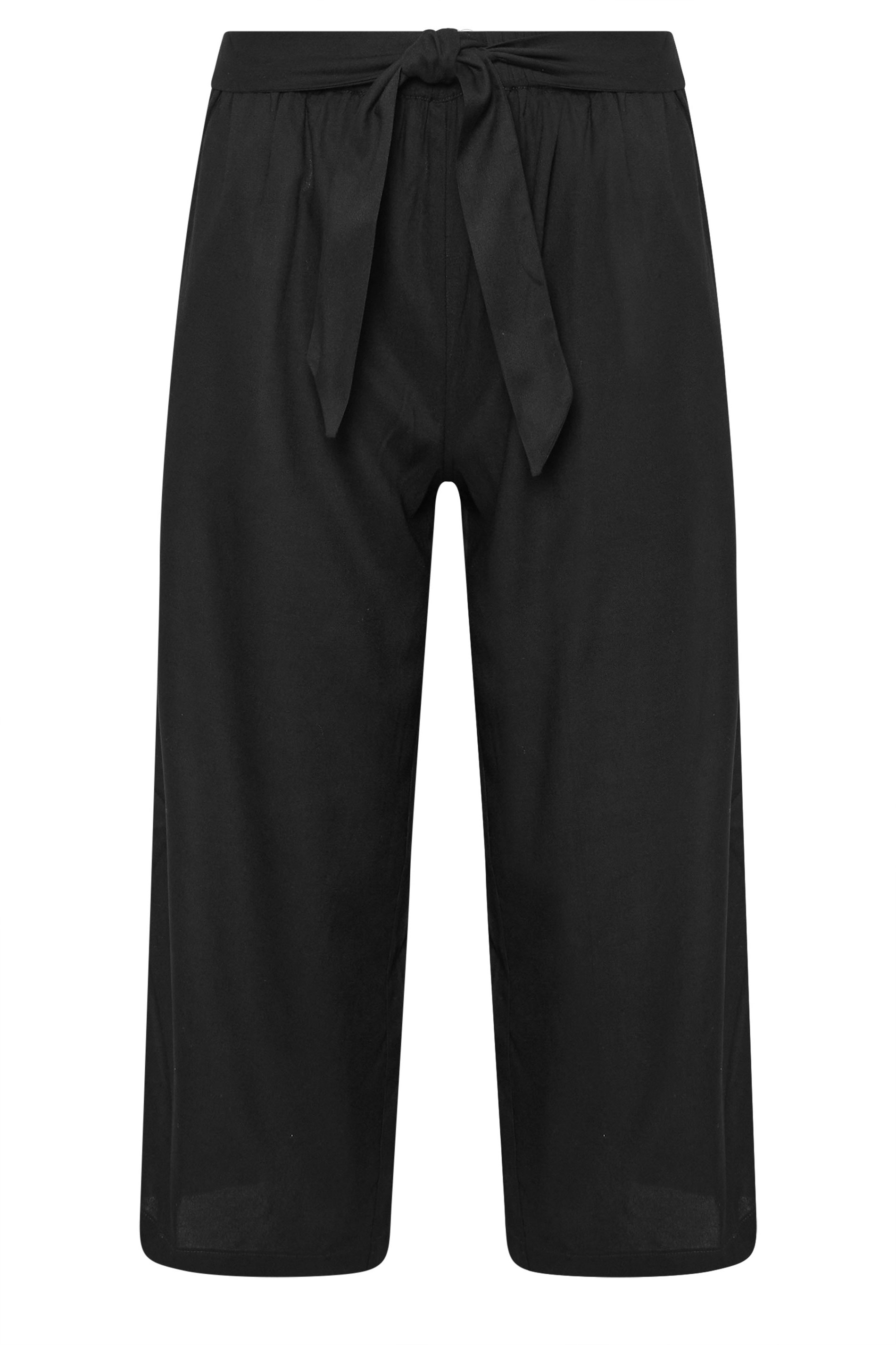 PixieGirl Petite Women's Black Cropped Belted Wide Leg Trousers | PixieGirl 6
