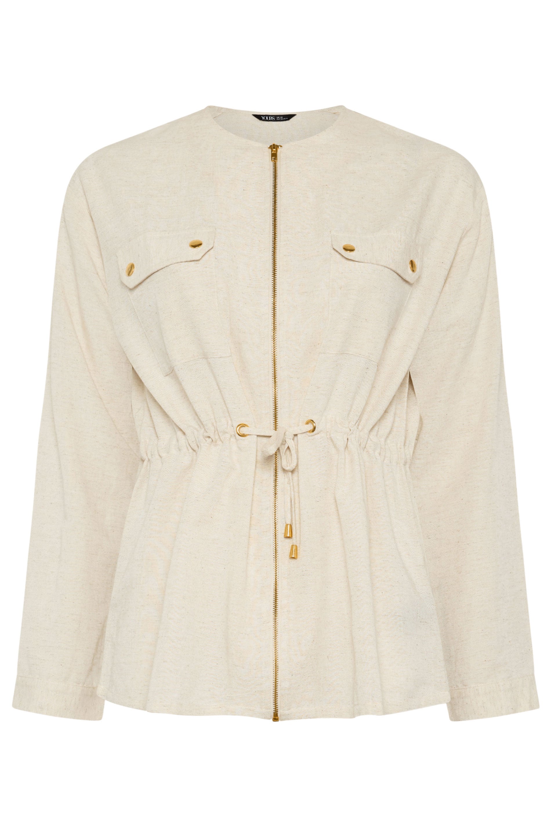 YOURS Plus Size Natural Brown Linen Shacket | Yours Clothing 6