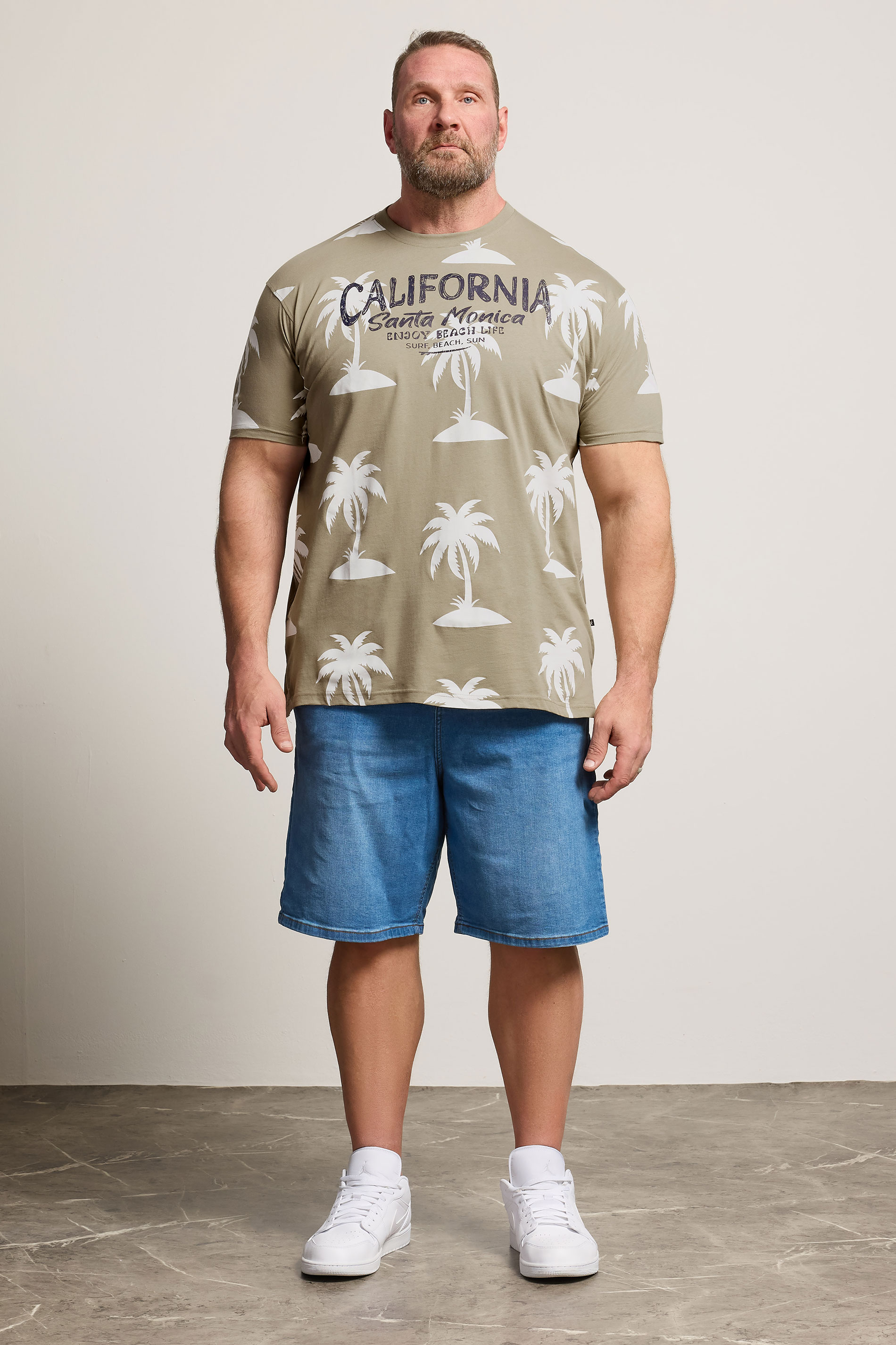 KAM Big & Tall Stone Brown Palm Print T-Shirt | BadRhino 1