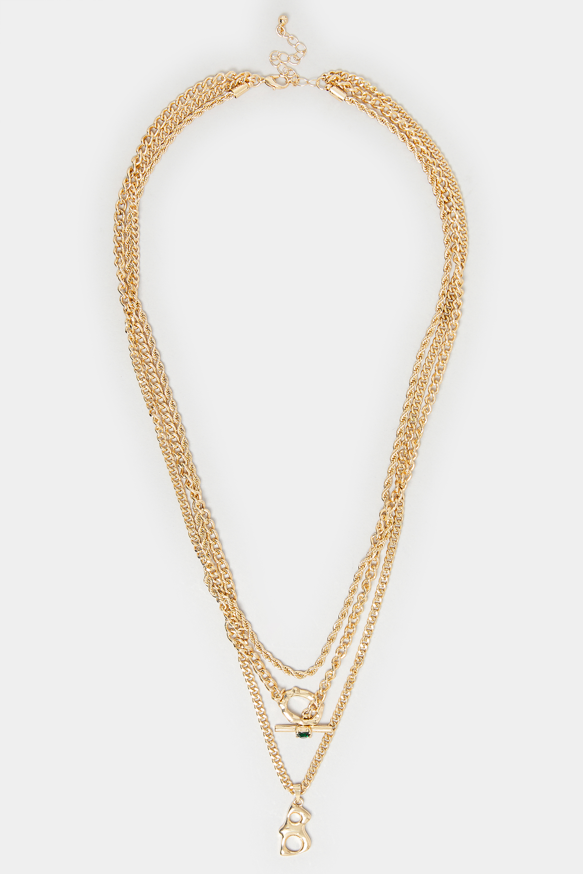 Gold Triple Layer Chain Necklace | Yours Clothing 2